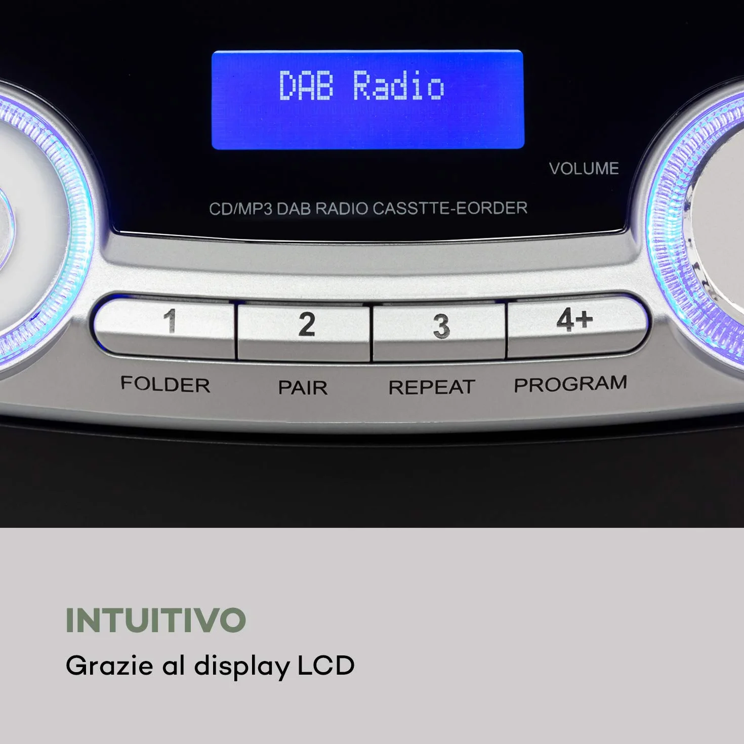 auna Roadie 2K - Boombox, Radio DAB+/FM, Lettore CD, CD-R/CD-RW/CD-MP3, Radiocassette, Portatile, USB, MP3/WMA, Bluetooth 5.0, AUX, Alimentazione a Corrente e Batteria, Argento