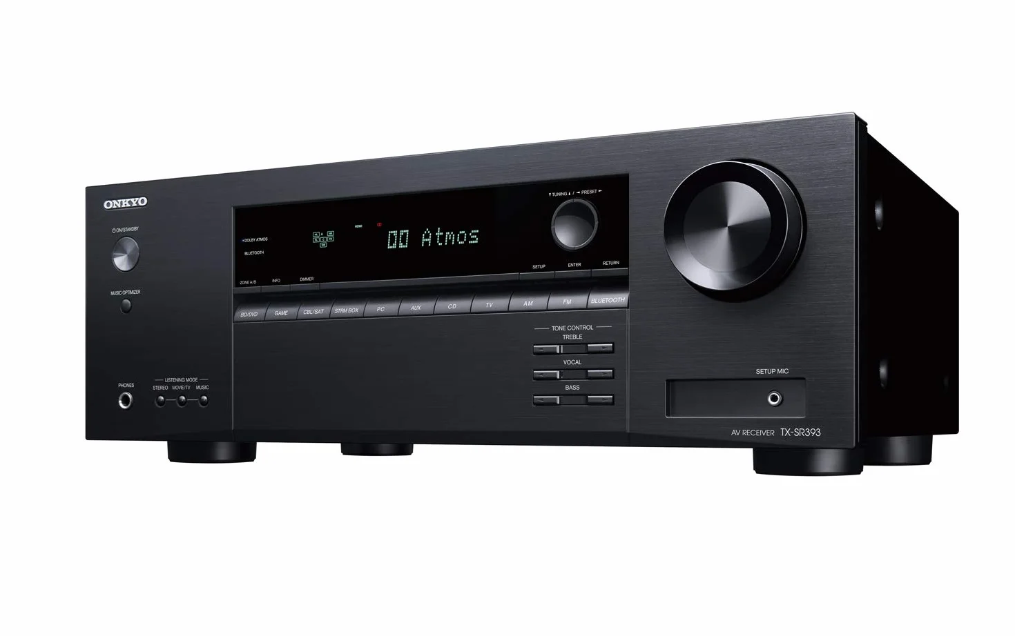 Onkyo TX-SR393(B) - Ricevitore AV a 5.2 canali (Dolby/DTS:X, AccuEQ, AccuReflex, 4K, Bluetooth, 155 W/Canale), nero