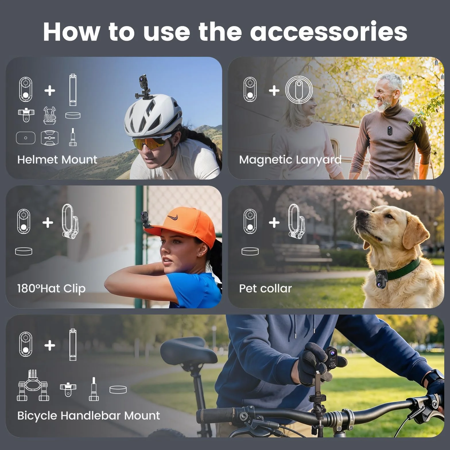 4K Mini Action Cam – Body Cam Magnetica con WiFi, Telecamera Indossabile con Stabilizzazione a 6 assi, Batteria Espandibile, POV Camera per Moto/Viaggi/Animali domestici/Casco