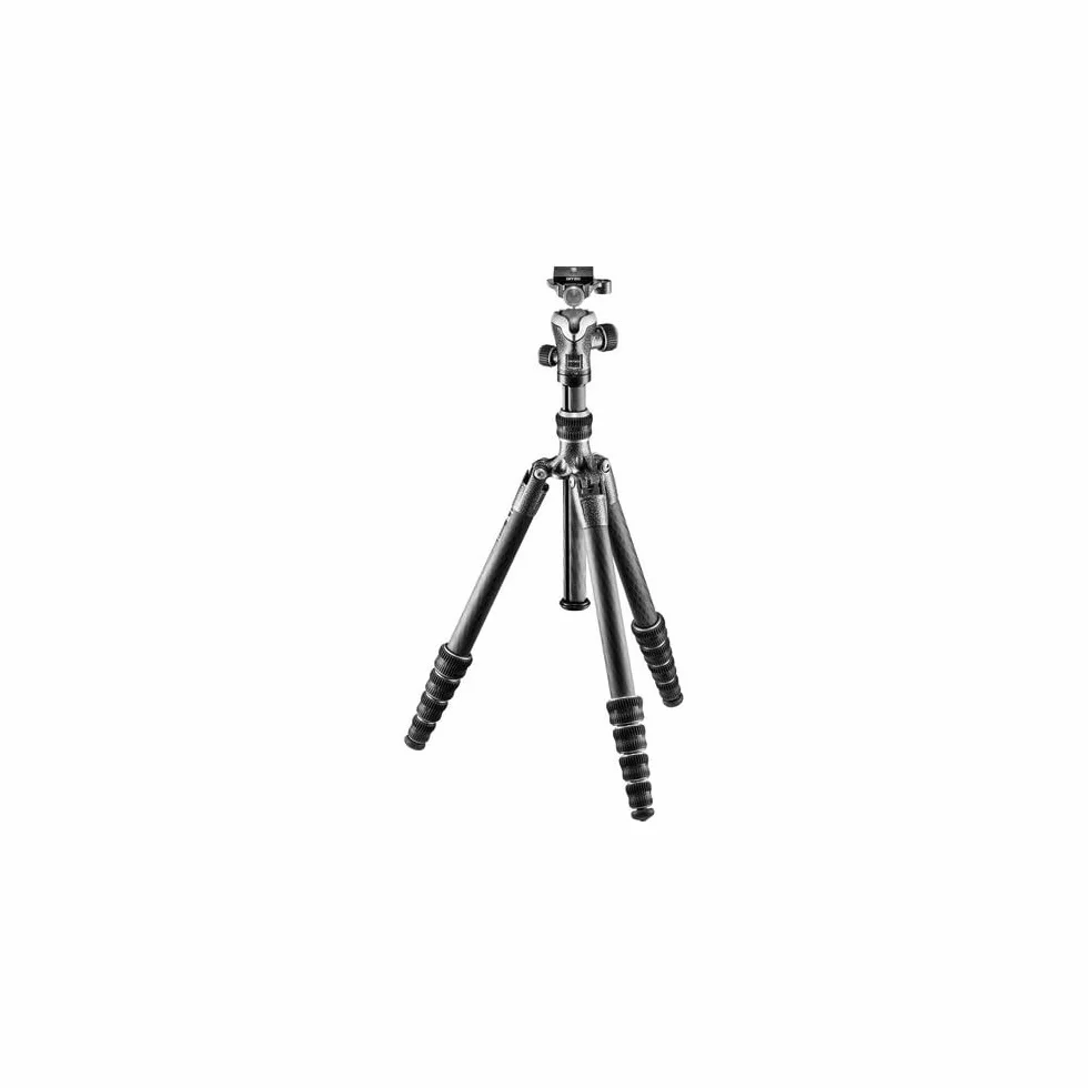 Gitzo GK1555T-82TQD Traveler Treppiede con Testa a Sfera Centrale, Compatto, Ripiegabile e Leggero, Colonna Corta per Inquadrature Raso Terra Inclusa, Serie 1, 5 Sezioni, Fibra di Carbonio