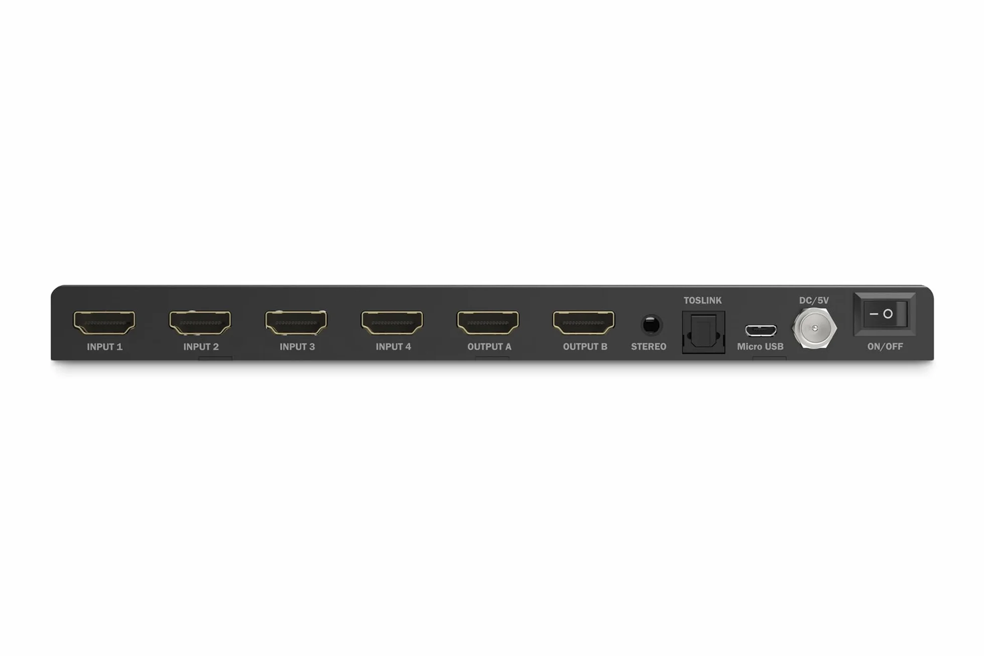 DIGITUS DS-55345 Switch a matrice HDMI 4x2-4 ingressi 2 uscite - UHD 4K/30 Hz HDTV: 3840 x 2160p - HDCP 1.4 e HDMI 1.4b - Multi-Viewer, Split-Screen, PIP - RS232, Audio (Toslink, Stereo 3,5mm)