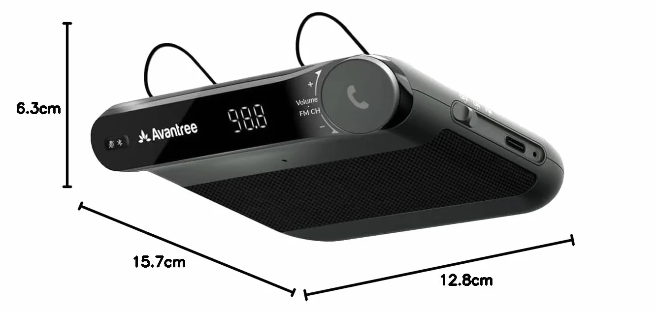 Avantree Roadtrip - Altoparlante Wireless 2-in-1 Kit Vivavoce Bluetooth per Auto per Trasmettere l’audio del Cellulare all’auto con altoparlanti 6W, Microfono Integrato e riproduzione di 22 h