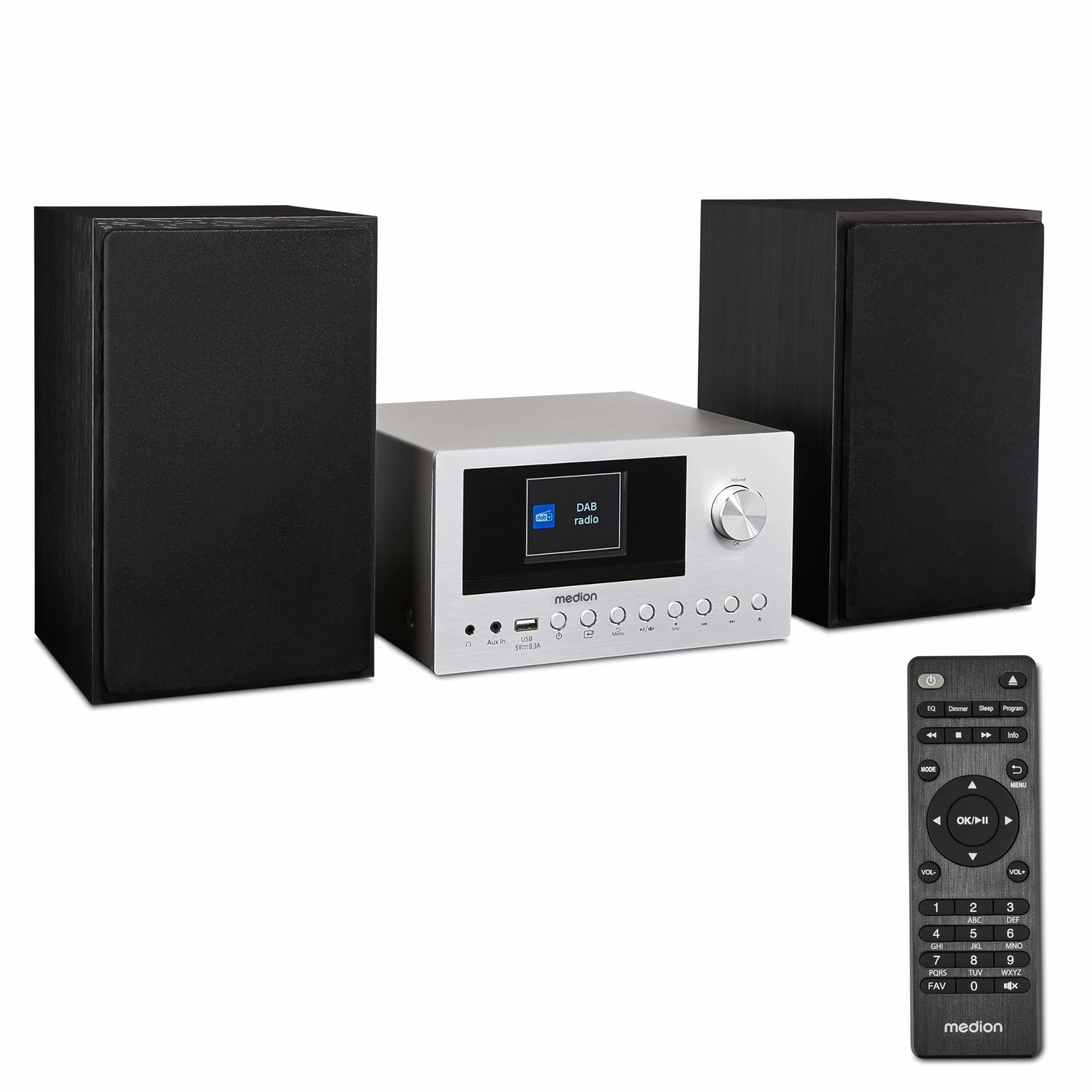 MEDION Micro Impianto Audio Compatto P85003 Radio Internet DAB+ FM Bluetooth USB AUX 2x150 W