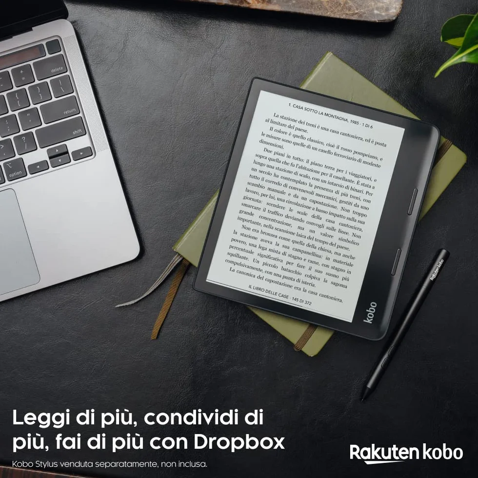 Kobo Sage | eReader | Touchscreen antiriflesso 8" HD | Impermeabile | Luminosità e temperatura colore regolabili | Riduzione luce blu | Bluetooth | WiFi | 32 GB | Tecnologia Carta E Ink