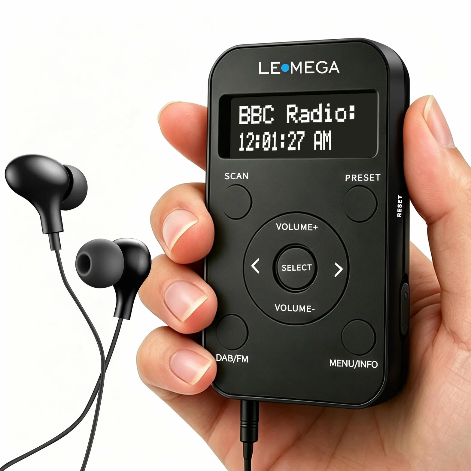 PR1L Radio DAB Tascabile,Radio FM,Radio DAB+ Portatile,Cuffie Incluse,Batteria Ricaricabile,40 Preselezioni, Radio DAB Sportiva con Interruttore Bloccabile.Nero