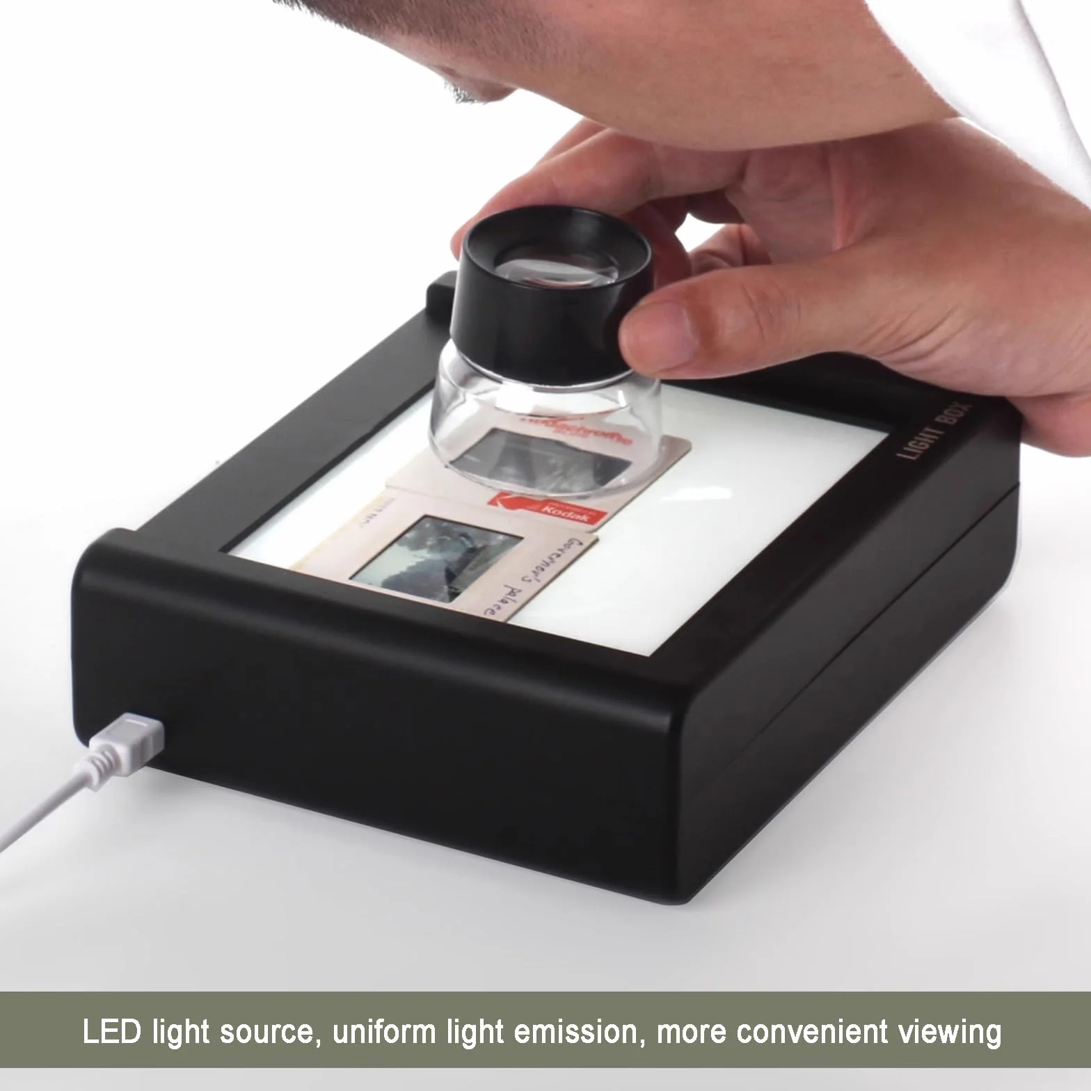 Scanner per Pellicole Mobile, Diapositive E Copia di Negativi, Visualizzazione con Illuminazione a LED - Dimmerabile, con Supporto per Pellicole da 135, 120, 4x5