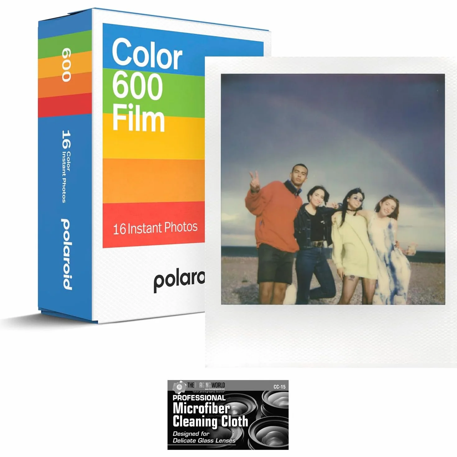 Polaroid - Pellicola istantanea a colori per fotocamere 600 e i-Type, confezione doppia con panno per la pulizia