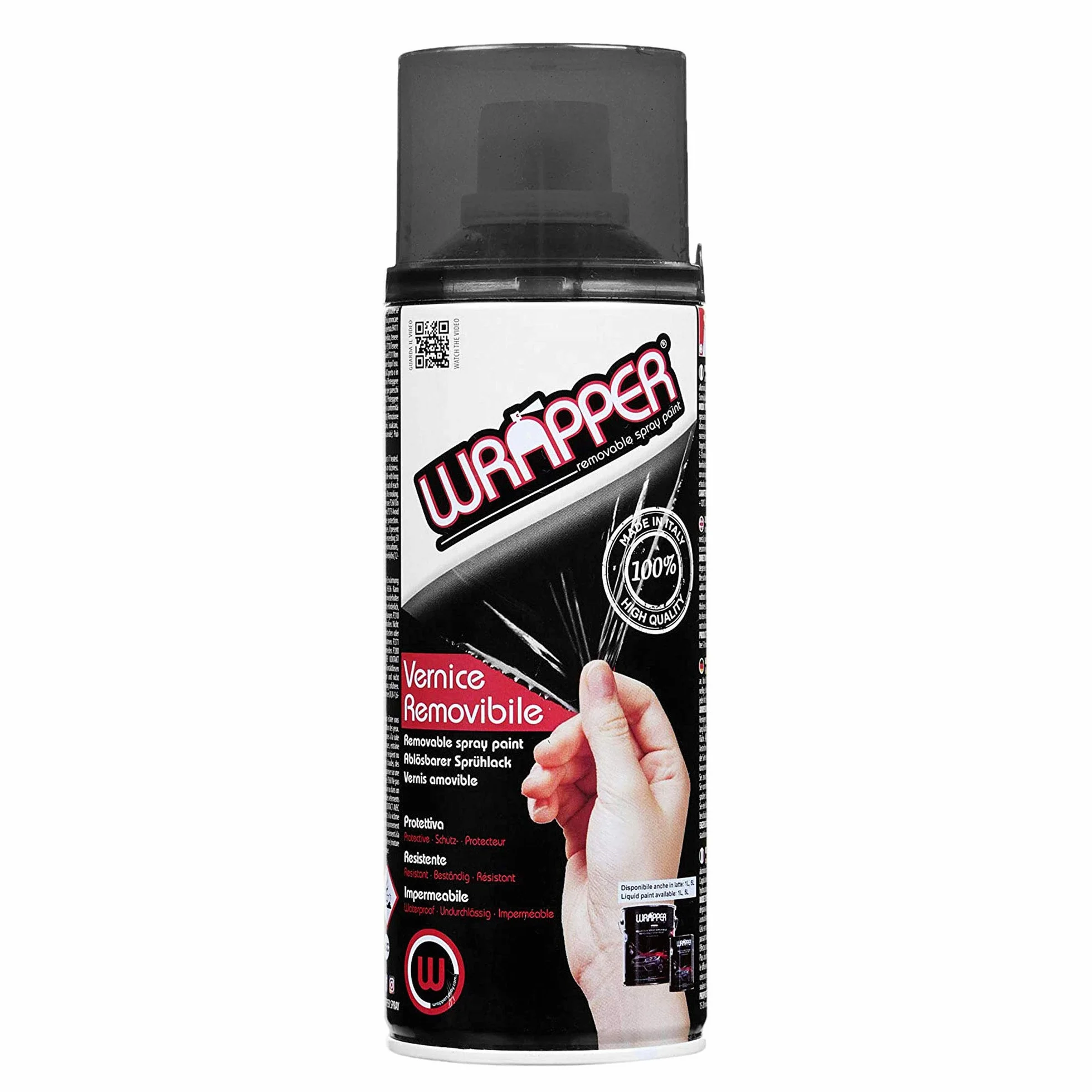 4R Quattroerre.it 16436 Wrapper Spray Oscurante Fanali Vernice Removibile Pellicola Spray Protettiva UV Anti-Graffio Wrapping Liquido Made in Italy