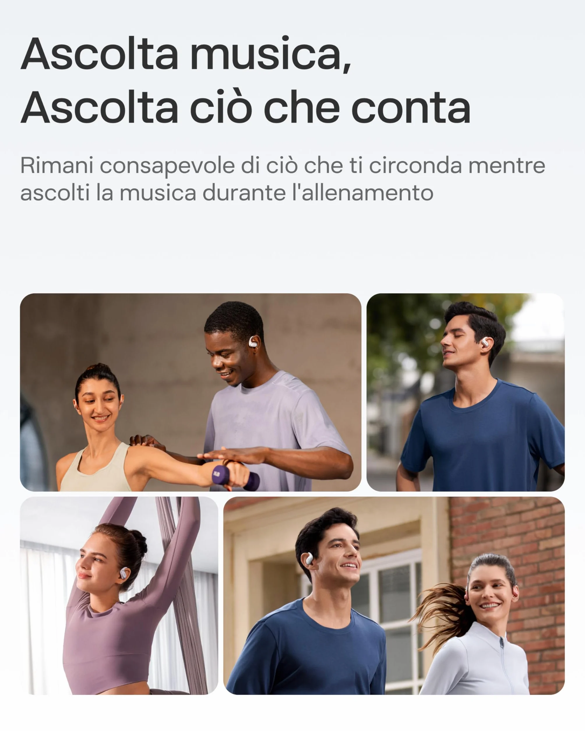 SHOKZ Cuffie Open-Ear OpenFit Air, auricolari Bluetooth wireless con microfono, con gancio auricolare Air, ricarica rapida, 28 ore di riproduzione, resistenza all'acqua IP54 per l'allenamento, Nero