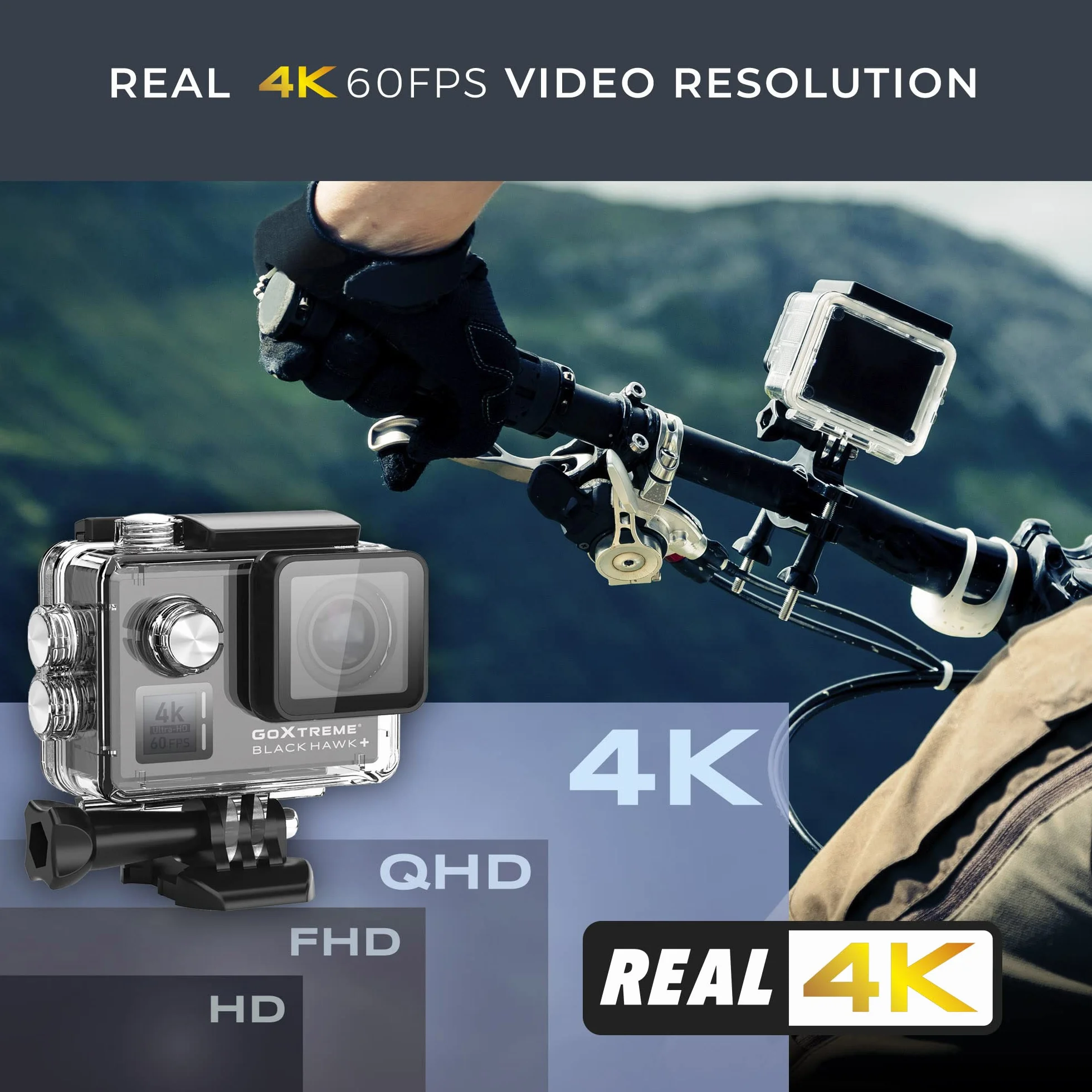 GoXtreme 3R30040 Blackhawk 4K+ Actioncam 4K-60Fps, Nero