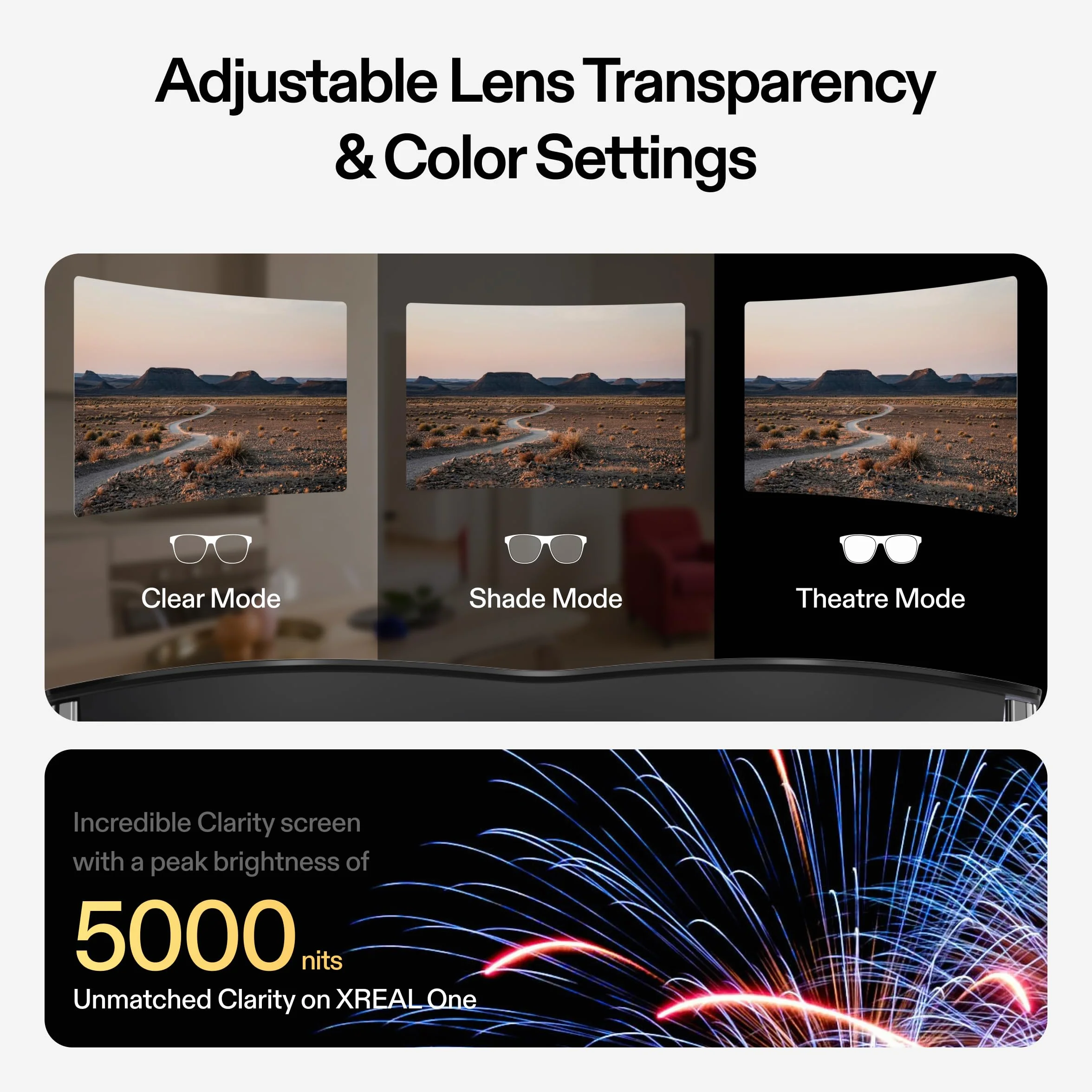 XREAL One AR Occhiali with X1 Chip, Native 3 DoF, 147" 50°FOV 120Hz HD Display, Audio Rinomato, 3 Adjustable Lens Transparency (Black)