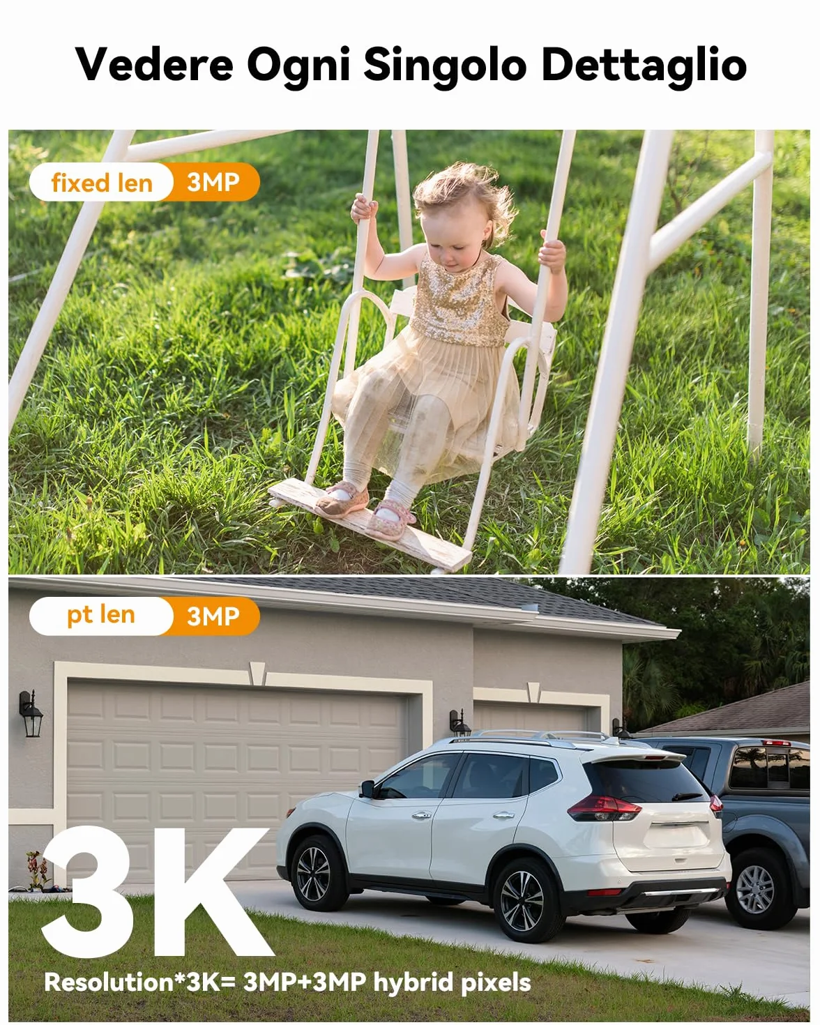 Imou 4K (3MP+5MP) Telecamera Wi-Fi Esterno Doppio Obbiettivo, 360°PTZ Videocamera Sorveglianza Esterno con Visione Notturna a Colori, Rilevamento Umano/Veicoli, IP66, Tracciamento Intelligente, 2,4ghz