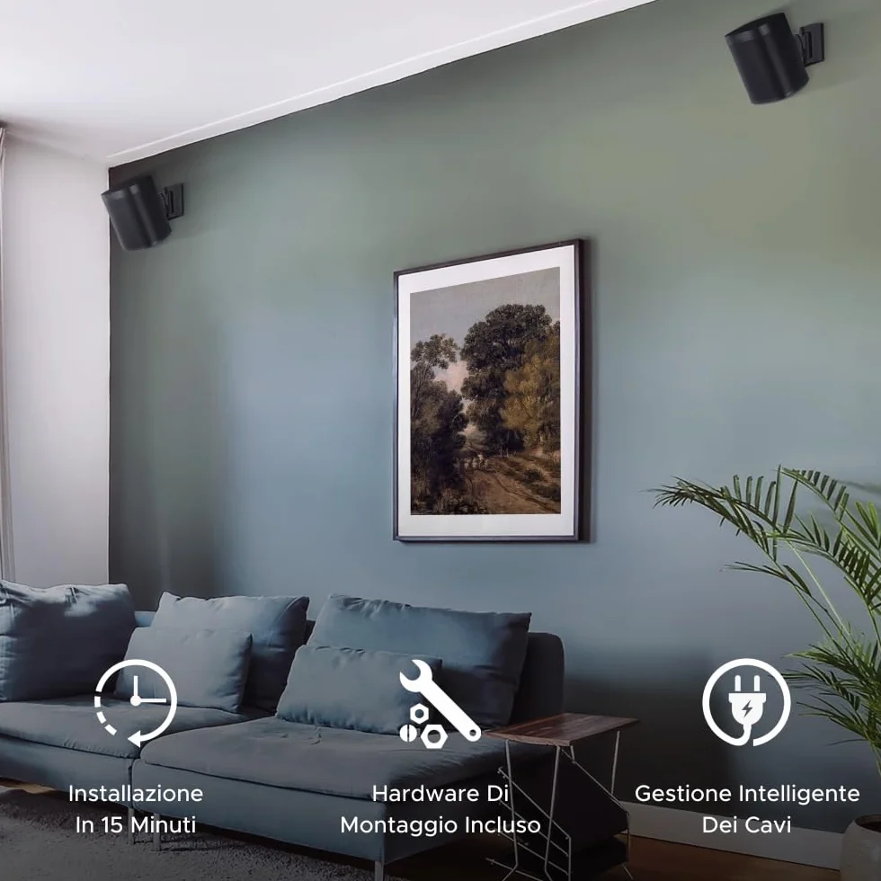 Sound bass ONE, Staffa per Montaggio a Parete, Inclinabile e Girevole, Nero, Doppio, Compatibile con ONE, ONE Gen 2, ONE SL & Play:1, Installazione Semplice, Include Kit di Montaggio