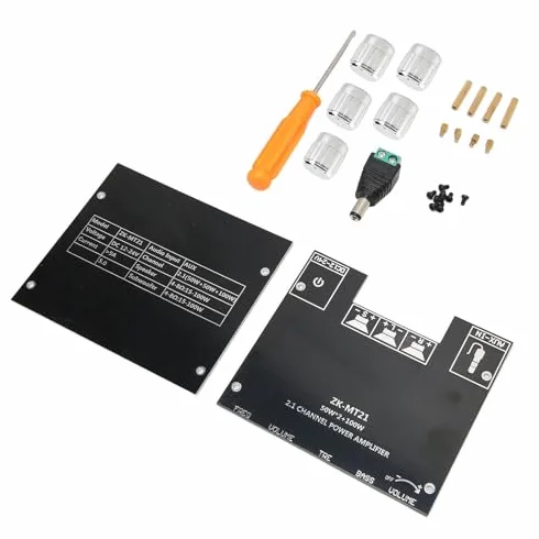Goshyda Scheda Amplificatore Stereo Digitale, ZK‑MT21 Bluetooth 2.1 Canali CC 12‑24 V, Modulo Amplificatore di Potenza HiFi Fai-da-Te, per Altoparlanti 15‑100 W 4‑8 Ω