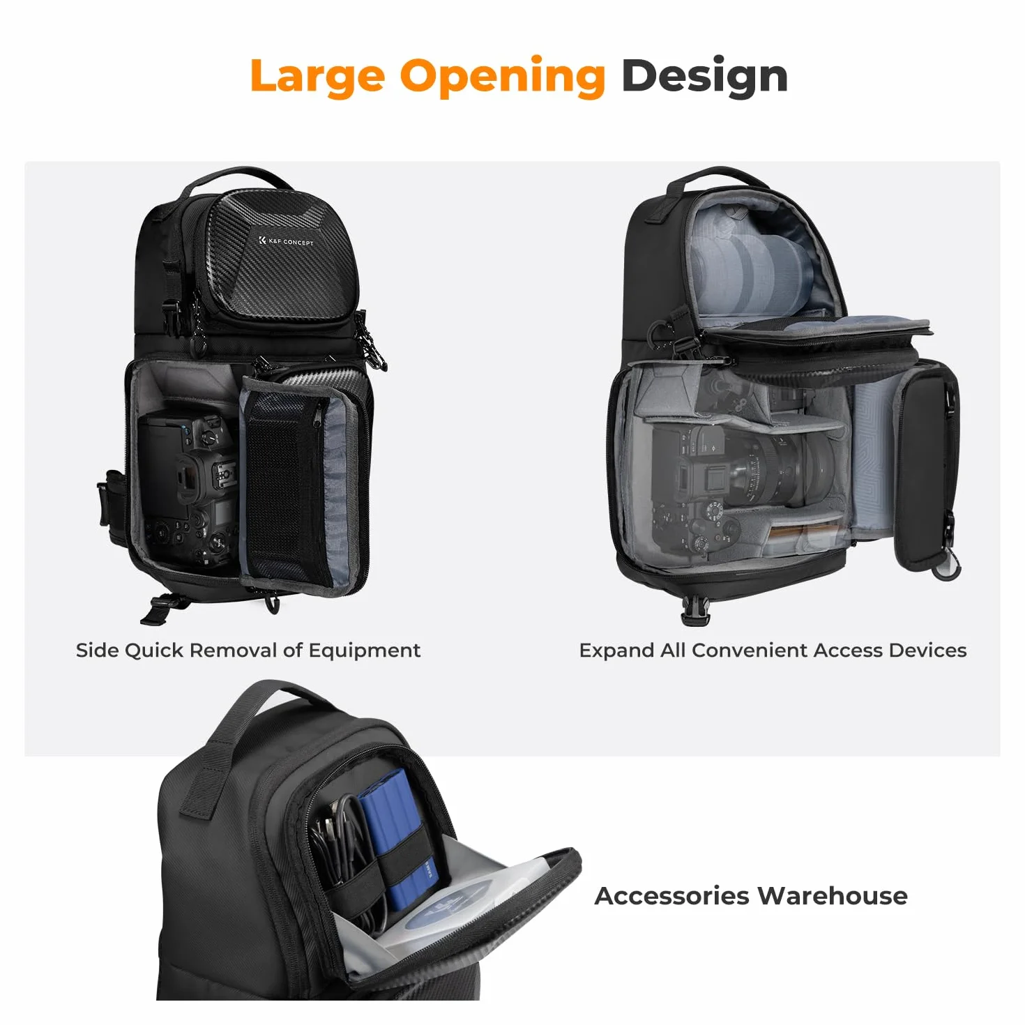 K&F CONCEPT Zaino Fotografico, Borsa a Tracolla per Fotocamera Monospalla Impermeabile, Zaino Fotografico Piccolo Casual Antifurto Compatibile con DSLR SLR Mirrorless macchina fotografica