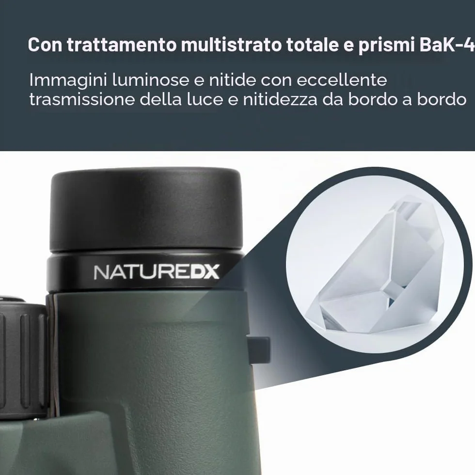 Celestron 71333 Binocolo Nature DX 10x42 mm con obiettivo multistrato, vetro a prisma BaK-4 e custodia per il trasporto, verde