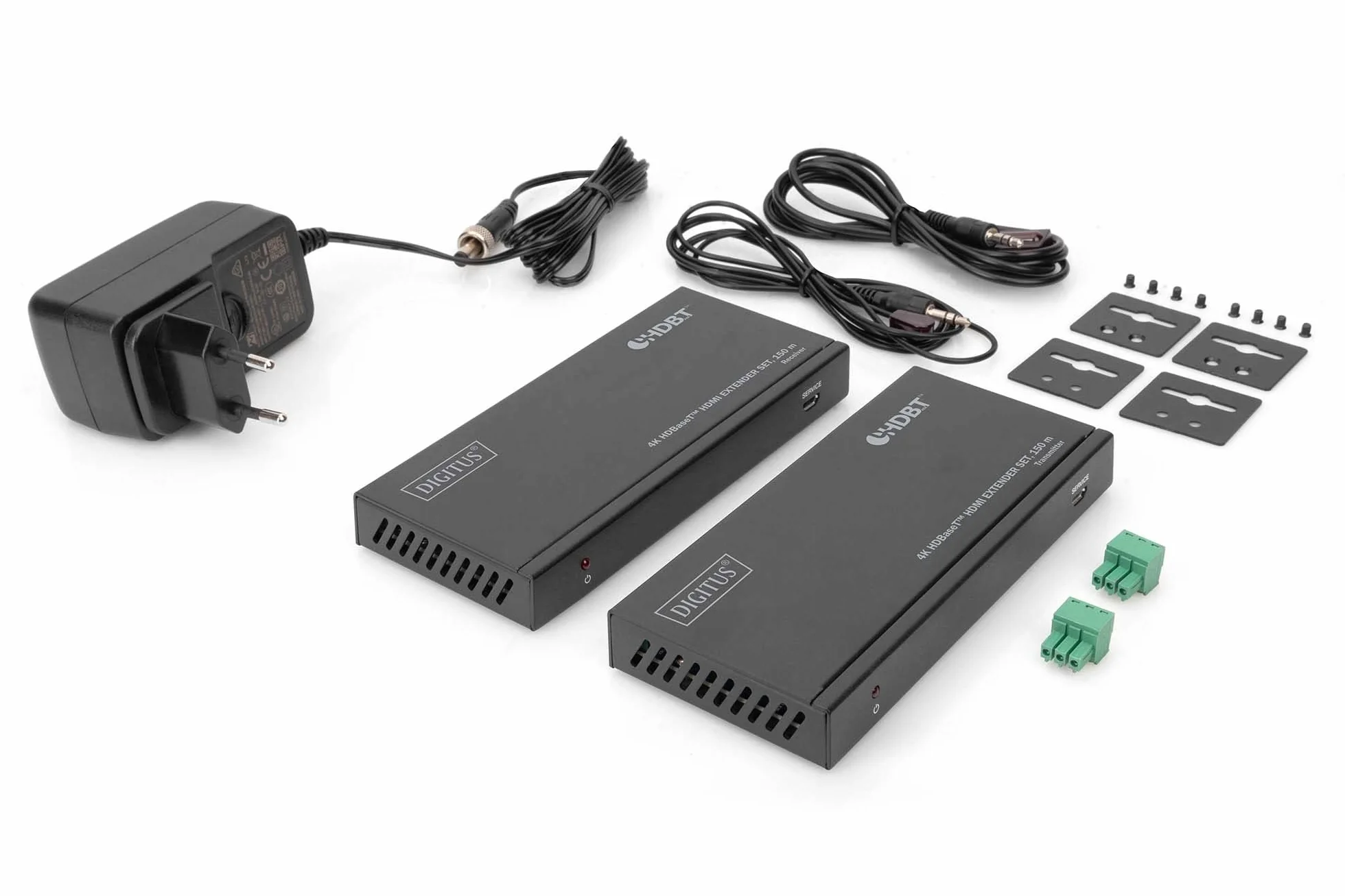 DIGITUS DS-55508 Estensore HDMI HDBaseT UHD 4K/60 Hz 120 m LAN Set Trasmettitore Ricevitore IR RS232 HDCP 2.2