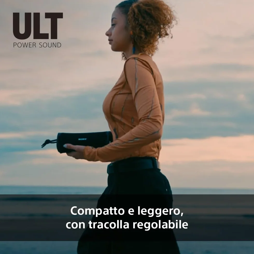 Sony ULT FIELD 1 | Speaker portatile wireless Bluetooth con ULT POWER SOUND, bassi profondi, IP67, impermeabile, antipolvere, antiurto, batteria da 12 ore, qualità chiamata chiara, viaggio - Nero