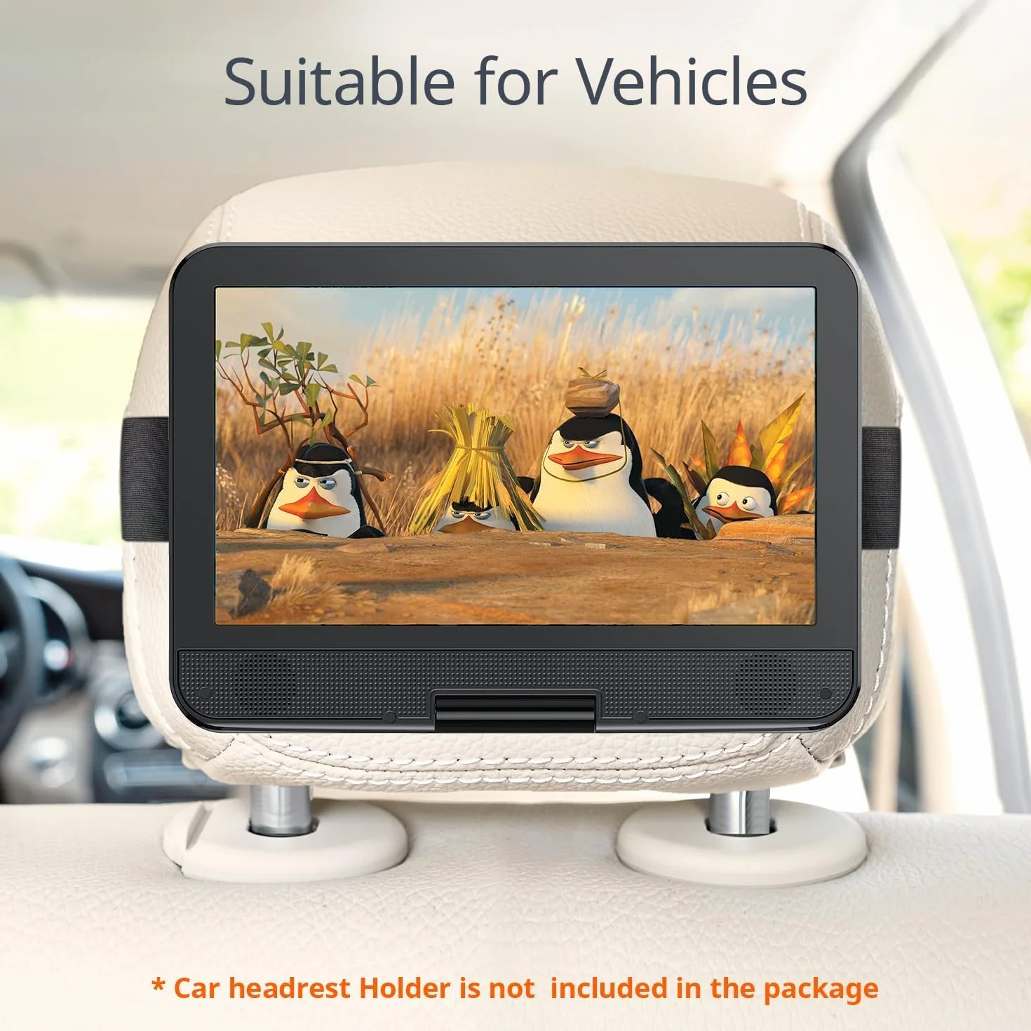 YOTON Lettore DVD portatile da 12,5 pollici con schermo girevole HD da 10,5 pollici per auto e bambini, batteria integrata, auricolare/AV-IN/AV-OUT/USB/scheda SD/TV Sync e formati VCD/MPG/JEPG (non