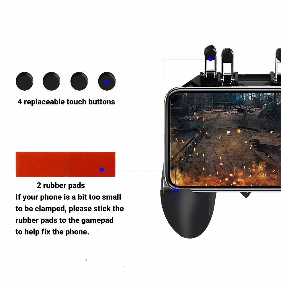 Mobile Controller Joystick Smartphone Trigger Gamepad Cellulari Mobili Game Grip L1 R1 L2 R2 Porta Staffa da Gioco per PUBG COD Compatibile con Telefono iPhone iOS Android Larghezza da 7 a 9,5 cm