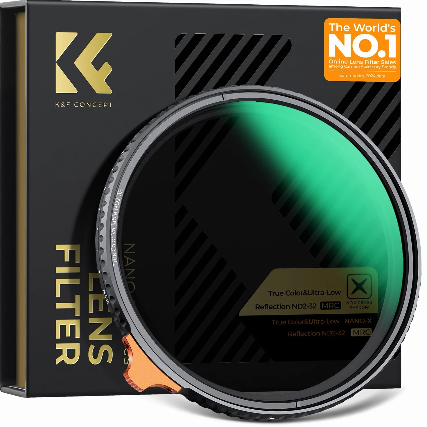 K&F CONCEPT Nano-Xcel 82MM ND2-32 Variabile Filtro True Color & Riflettività Ultrabassa，Filtri Densità Neutra ND2-32(1-5 Stops）in Vetro Ottico con 28 Strati Nano Rivestimento