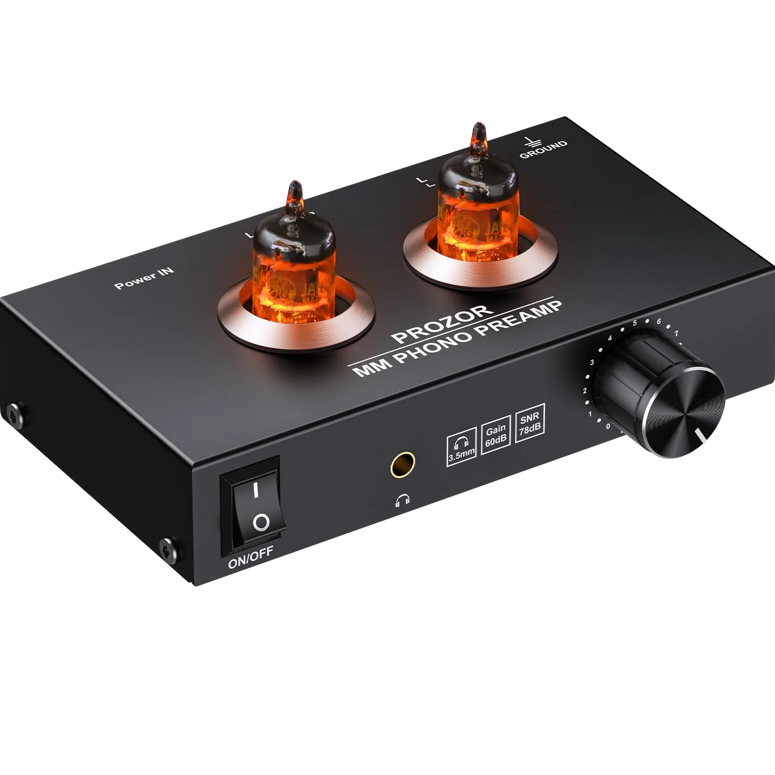 PROZOR Preamplificatore Phono Valvolare MM con Controllo Volume Hi-Fi JAN GE5654 Uscita RCA 3,5mm