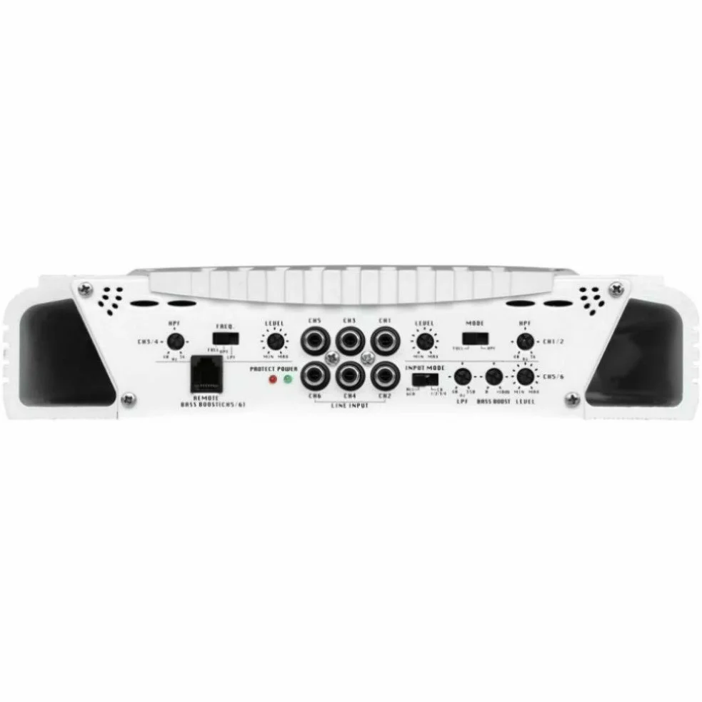 1 amplificatore marino 6 canali compatibile con PYLE PLMRA620 2000 watt max 4x175 + 1x400 watt rms stabile 2 ohm barca bass boost 0 +/- 18 db, 1 pezzo