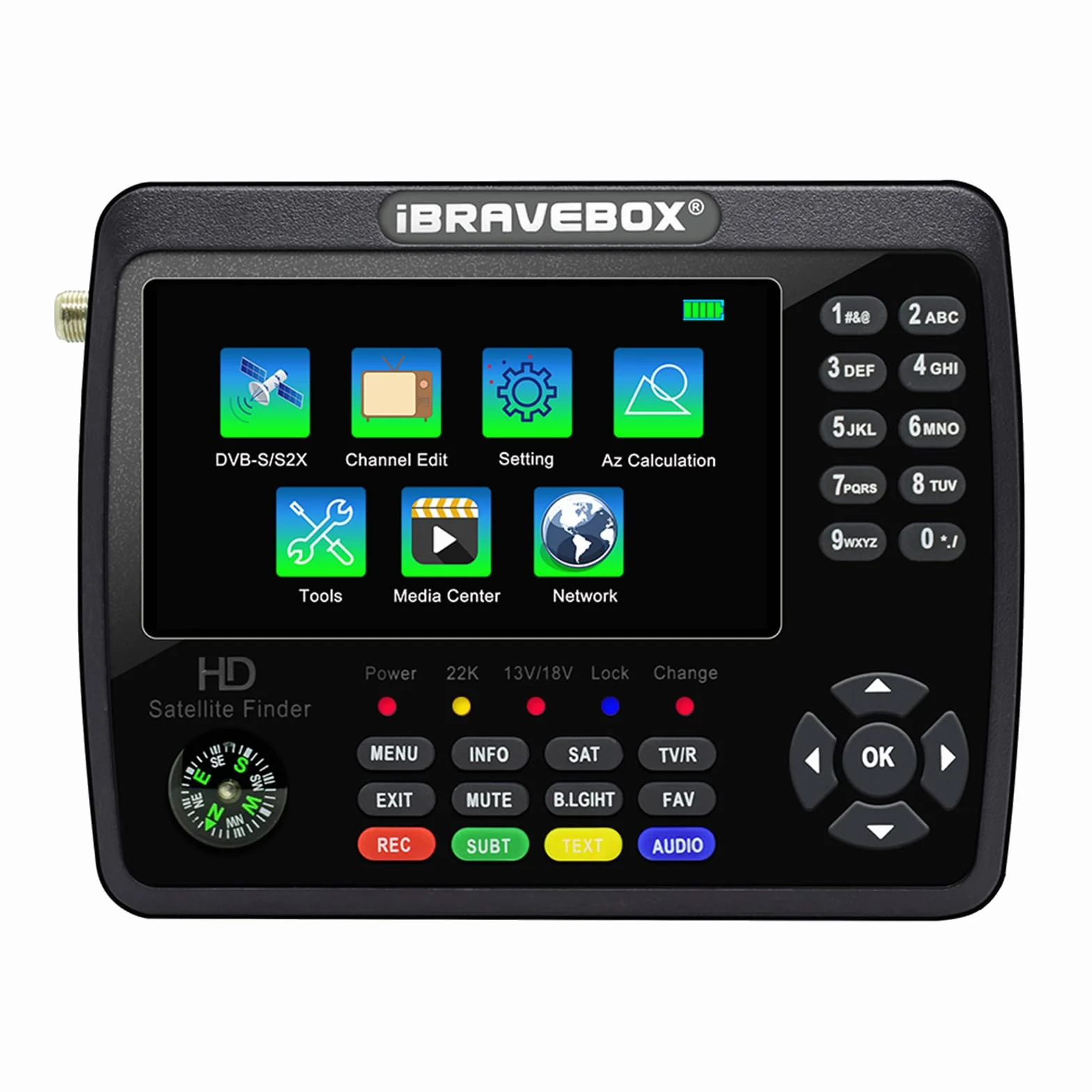Jemora V10 Finder Max HD Satellite TV Signal Finder DVB-S/S2/S2X Digital Handheld Signal Meter Satellite Finder H.265 LCD da 4,3 pollici per la regolazione della parabola satellitare