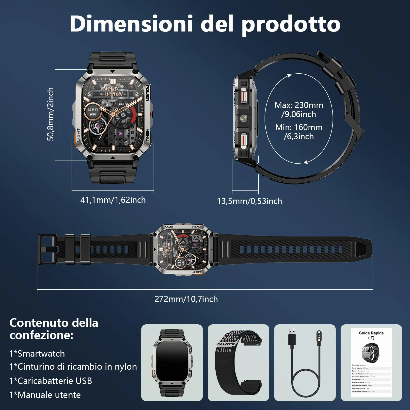 Blackview Smartwatch Uomo, Orologio Intelligente Fitness con Chiamate Bluetooth, 2.01" Militari Smart Watch Tracker 100+ Modalità Sportive/Cardiofrequenzimetro/SpO2/Torcia/Bussola per Android iOS
