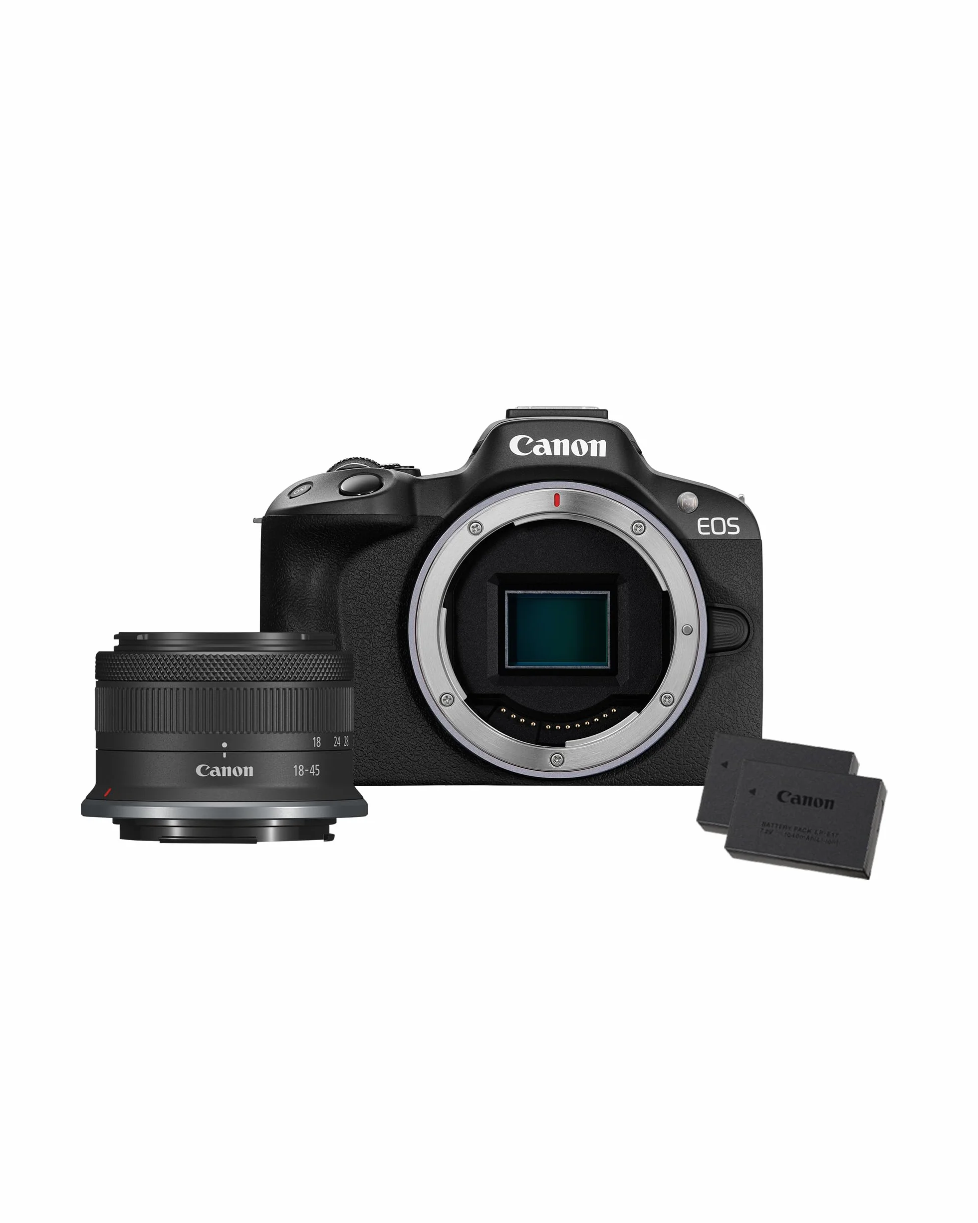 Canon EOS R50 APS-C Mirrorless + RF-S 18-45 f/4,5-6,3 + 2x Batterie (Kit Batteria Aggiuntiva), (24,2 Mp,- Fino a 15fps, DIGIC X, Video 4K UHD Fino 30p, Dual Pixel CMOS Auto Focus II, Disp)