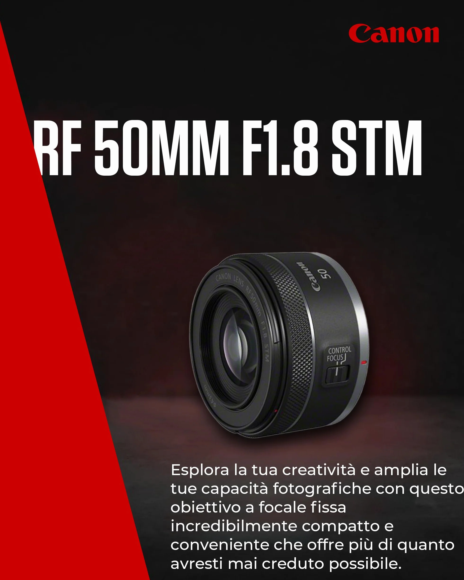 Canon Obiettivo RF 50mm F1.8 STM Compatto e Leggero per Fotocamere EOS Serie R