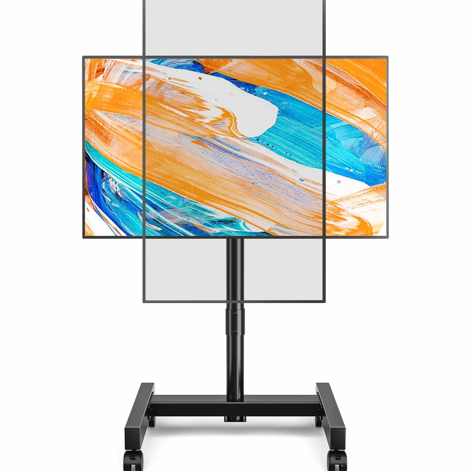 TVON Porta TV con Ruote Per Schermi Plasma/LCD/LED 13-50 Pollici, Girevole Supporto TV da Pavimento Regolabile in Altezza Carrello con Ruote Fino a 20 kg, Max. VESA 200 x200 mm, Nero