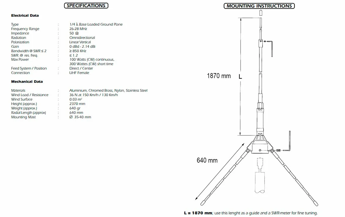 SIRIO SIGNAL KEEPER ANTENNA DA BASE 26...28 MHz - NESSUNA TARATURA RICHIESTA