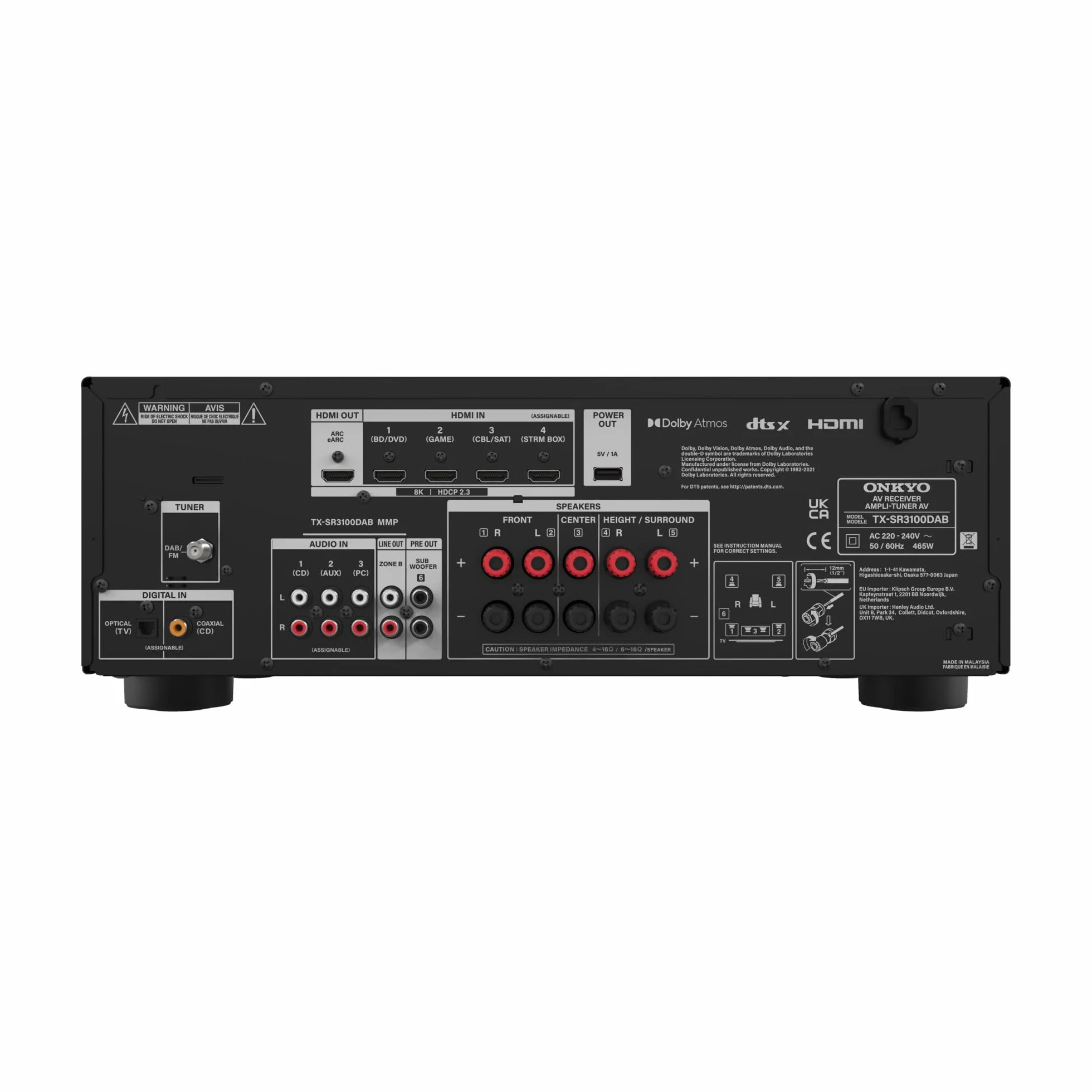 Onkyo TX-SR3100DABB schwarz - AV-Receiver - Dolby Surround/Pro Logic (TX-SR3100)