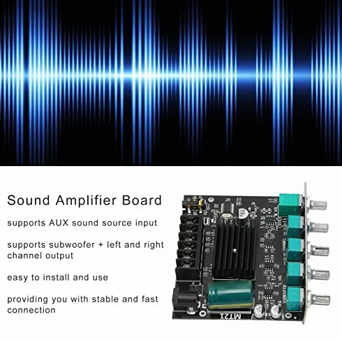 Goshyda Scheda Amplificatore Stereo Digitale, ZK‑MT21 Bluetooth 2.1 Canali CC 12‑24 V, Modulo Amplificatore di Potenza HiFi Fai-da-Te, per Altoparlanti 15‑100 W 4‑8 Ω