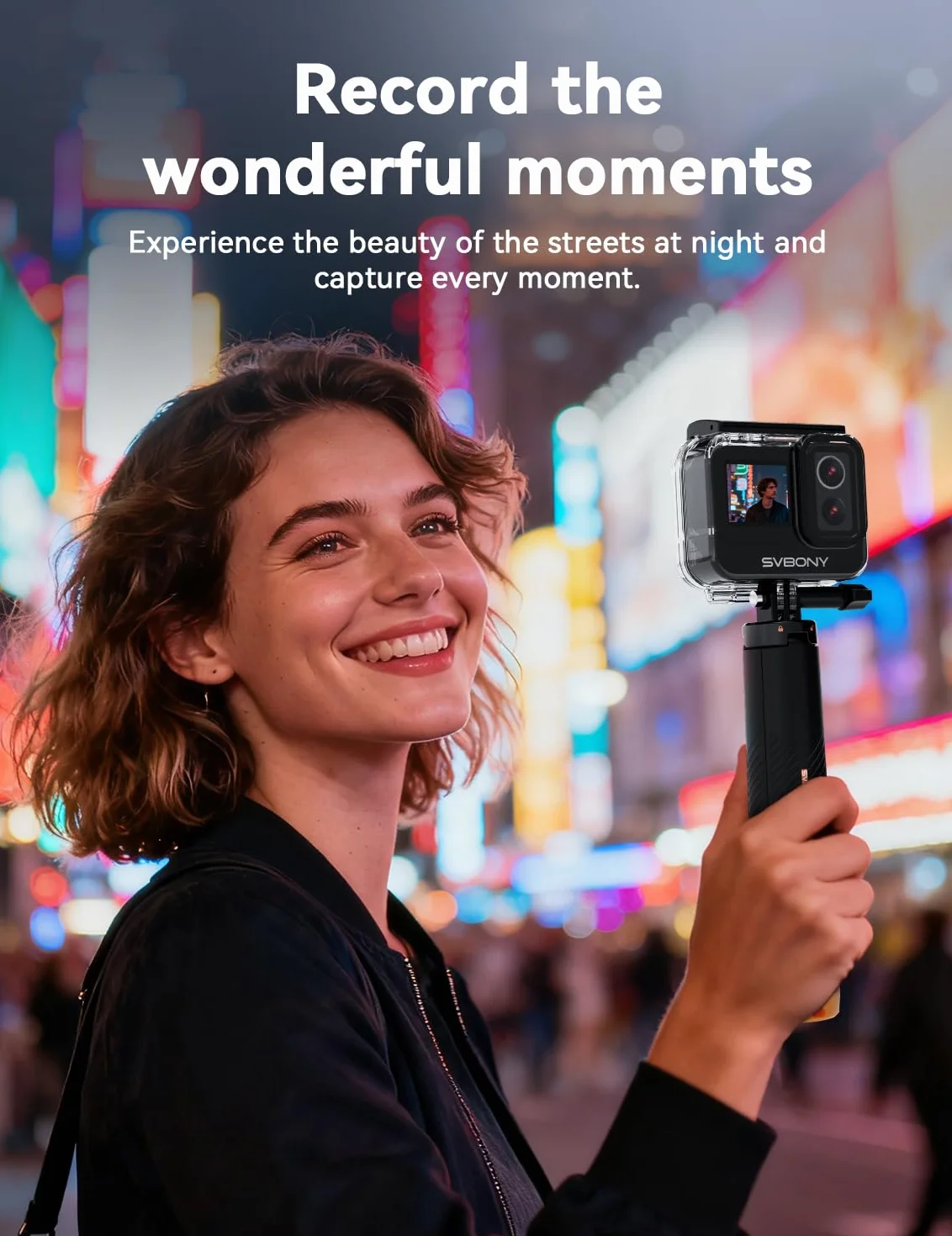 SVBONY SVGo Action Camera 4K30FPS Doppio Obiettivo F2.0/F1.4 Doppio Schermo IPS EIS Impermeabile 30m Batteria 1860mAh
