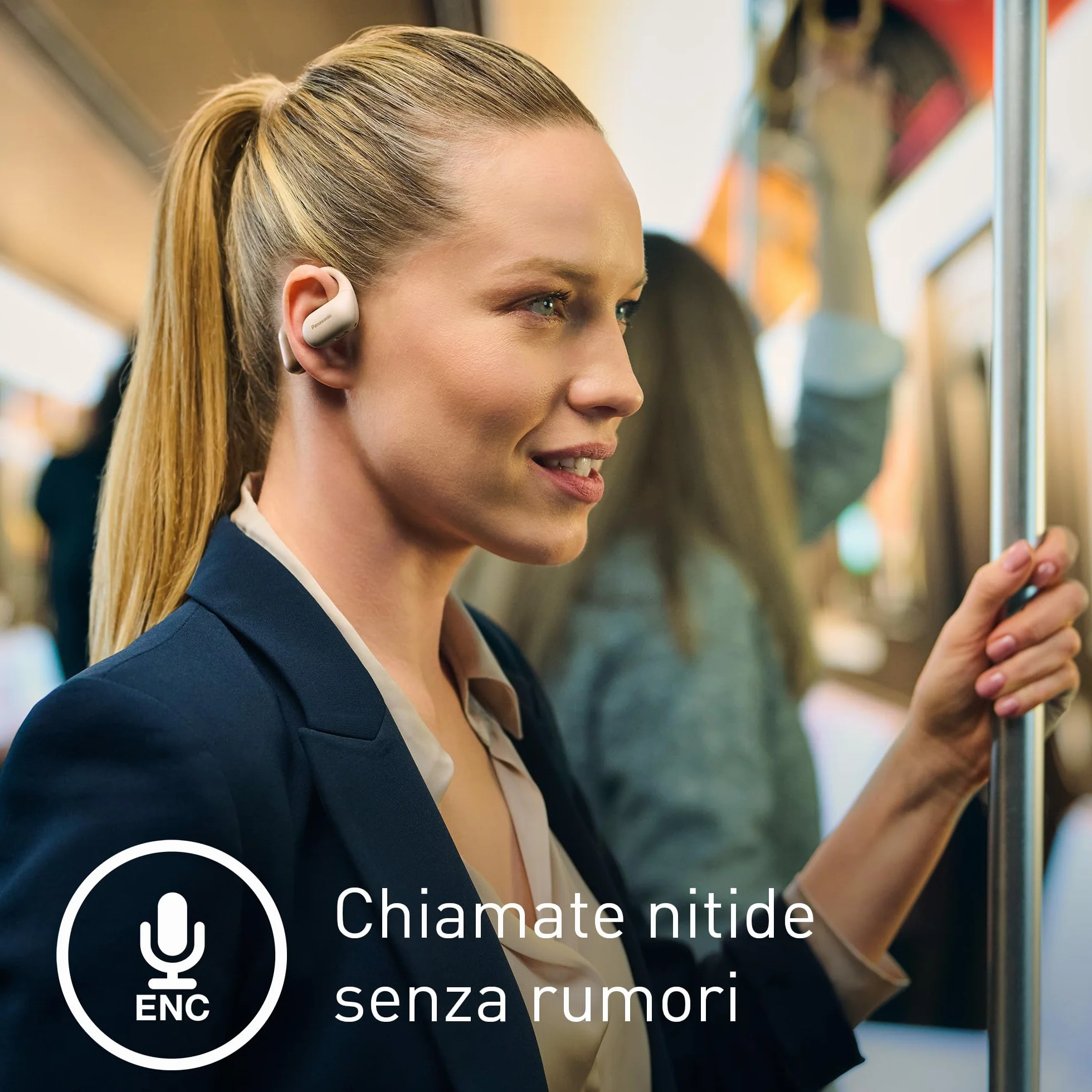 Panasonic RB-F10DE-C Cuffie Wireless Open-Ear, Auricolari wireless Sport Bluetooth con Microfono ENC, 25H di Autonomia, Bluetooth 5.4, IPX4, Controlli Touch, Beige