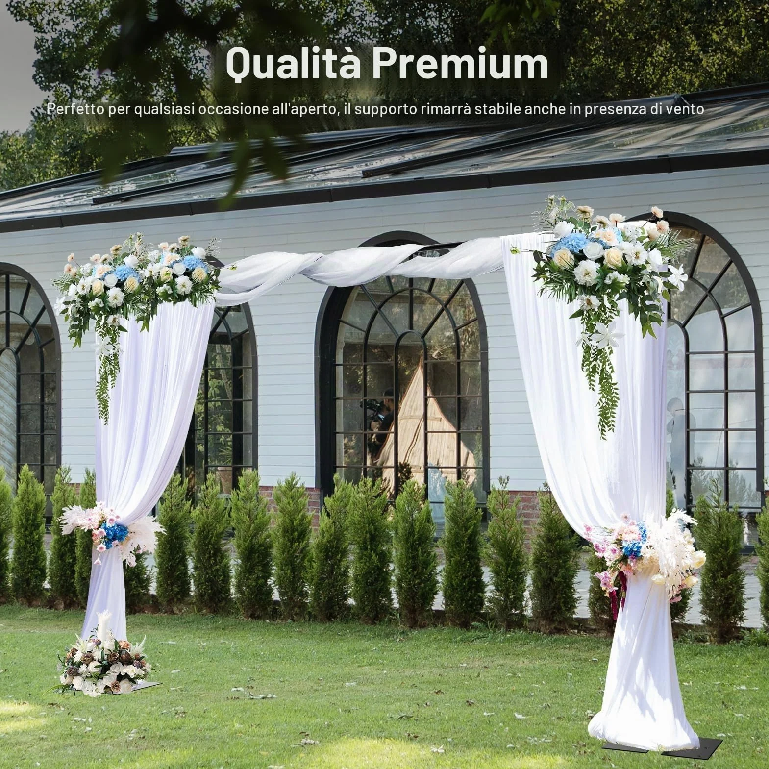EMART Kit di Supporto per Sfondo 3 x 3 m, Cornice Resistente con Base in Acciaio Metallico per Feste, Studio Fotografico e Video per Matrimoni