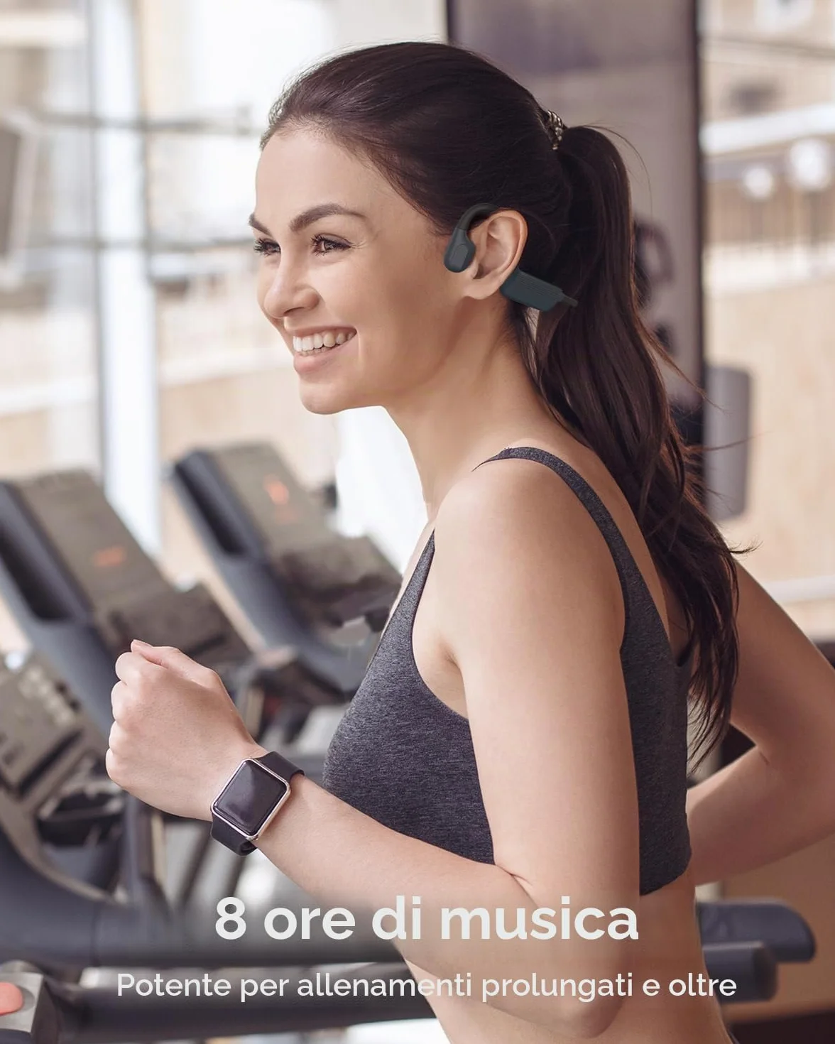 MONODEAL Cuffie da nuoto IP68 impermeabili con suono osseo Bluetooth 5.4, cuffie Bone Conduction Headphones con memoria lettore MP3 da 8 GB, cuffie aperte per nuoto corsa