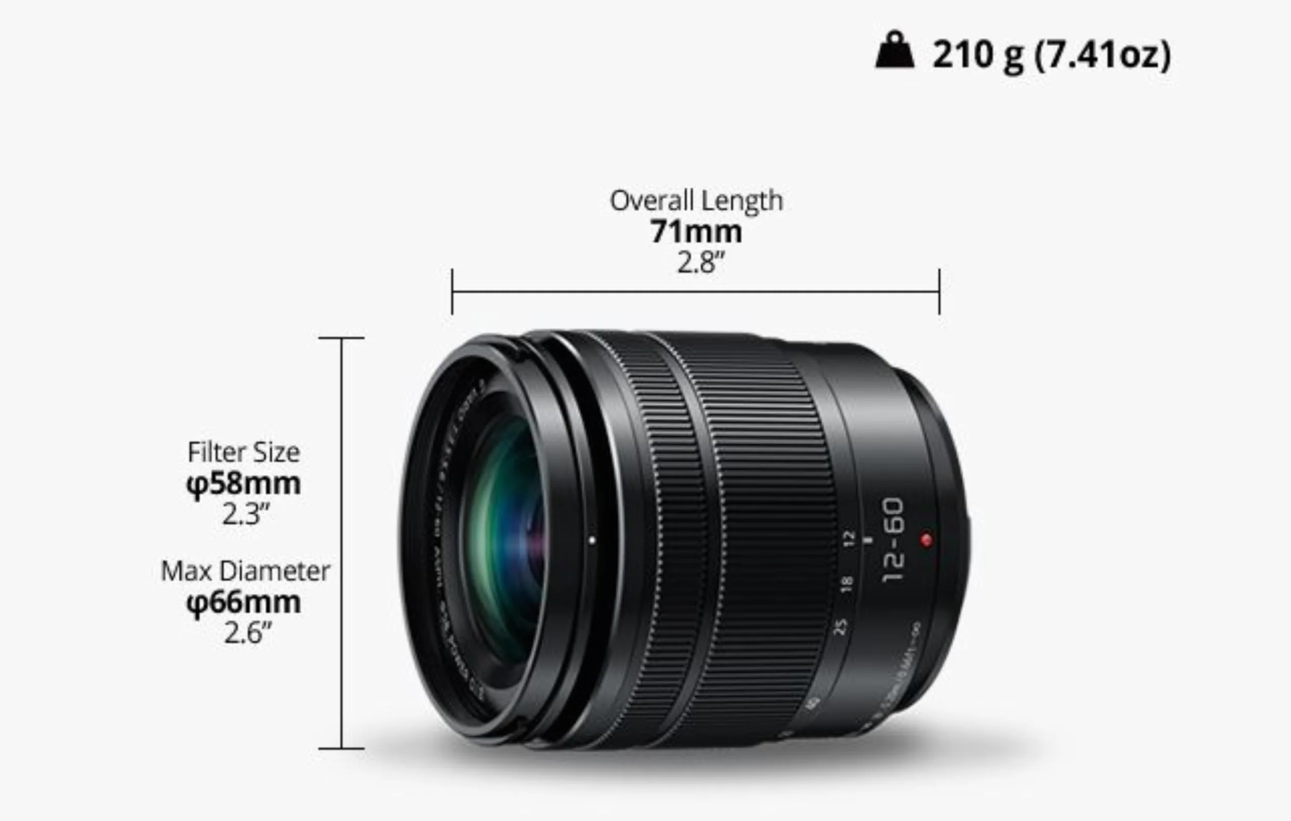 Panasonic LUMIX G VARIO H-FS12060E Obiettivo Zoom Standard Micro 4/3 12-60mm, F3.5-5.6 ASPH., POWER O.I.S., Nero