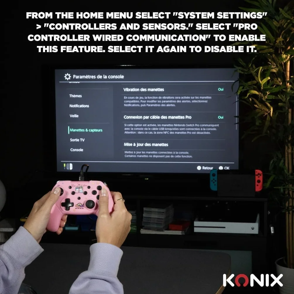 Konix Unik Controller cavo Nintendo Switch Switch 2 PC 3m Rosa