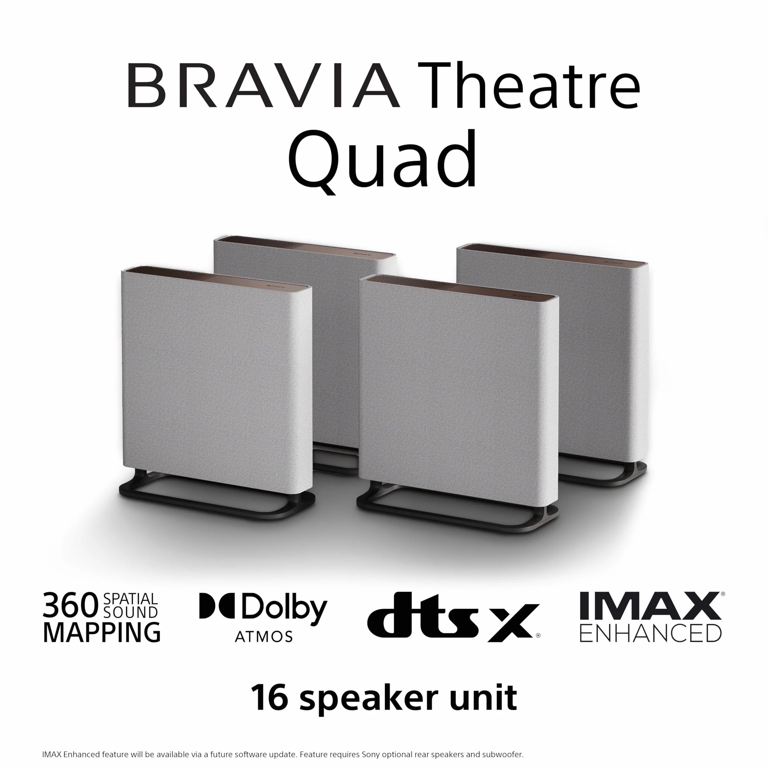 Sony BRAVIA Theatre Quad – Dolby Atmos®, Home Theatre 4 Speaker System per TV, DTS:X, Wi-Fi®, Bluetooth®, 360 Spatial Sound Mapping, Hi Res Audio, grigio, HT-A9M2