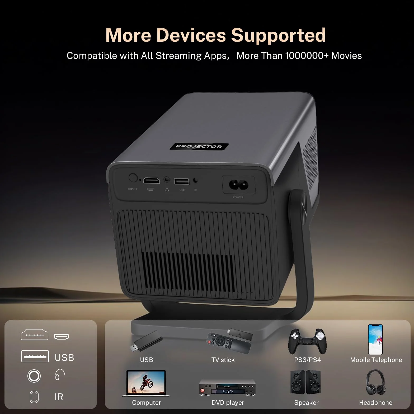 [2000 ANSI/Assistente Vocale IA/1080P Nativo] Videoproiettore Intelligente X7 con Android 14, Smart Video Proiettore con IA Auto Focus/Keystone Proiettore con WiFi6 e Bluetooth5.4, Display 200"