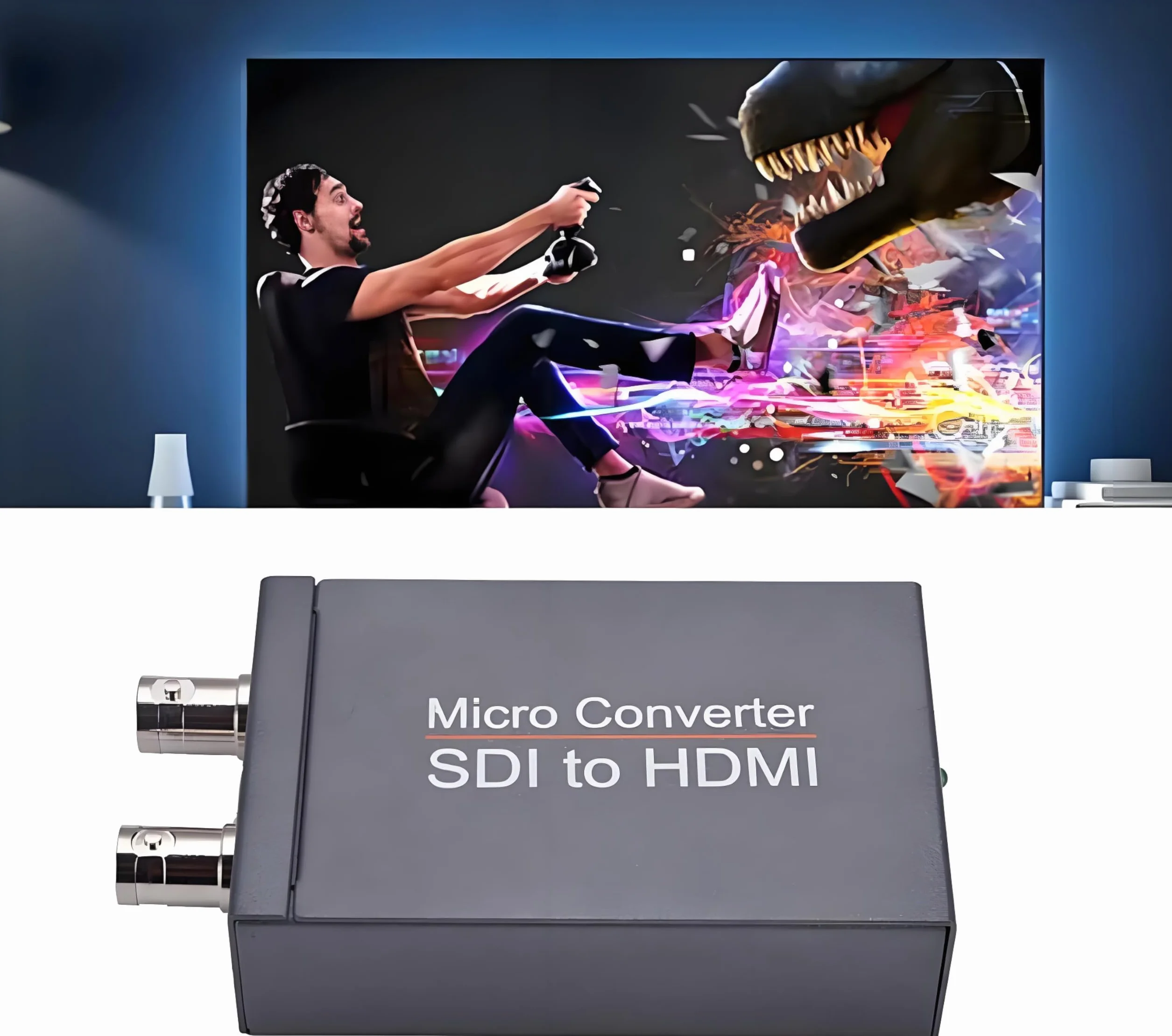 Queen.Y Convertitore da SDI a HDMI 3G-SDI HD Adattatore 1080P con Alimentatore SDI Loopout