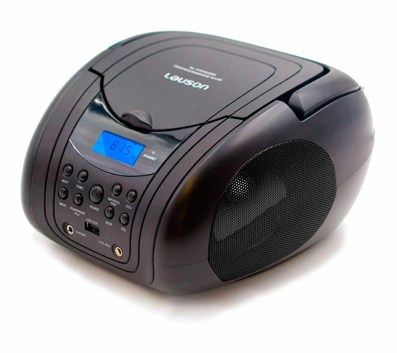 Lauson CP441 Lettore CD | Digital Boombox FM, Altoparlanti | Lettore MP3 con USB e Jack per Cuffie AUX | Lettore Stereo Portatile, Schermo LCD (Nero L)