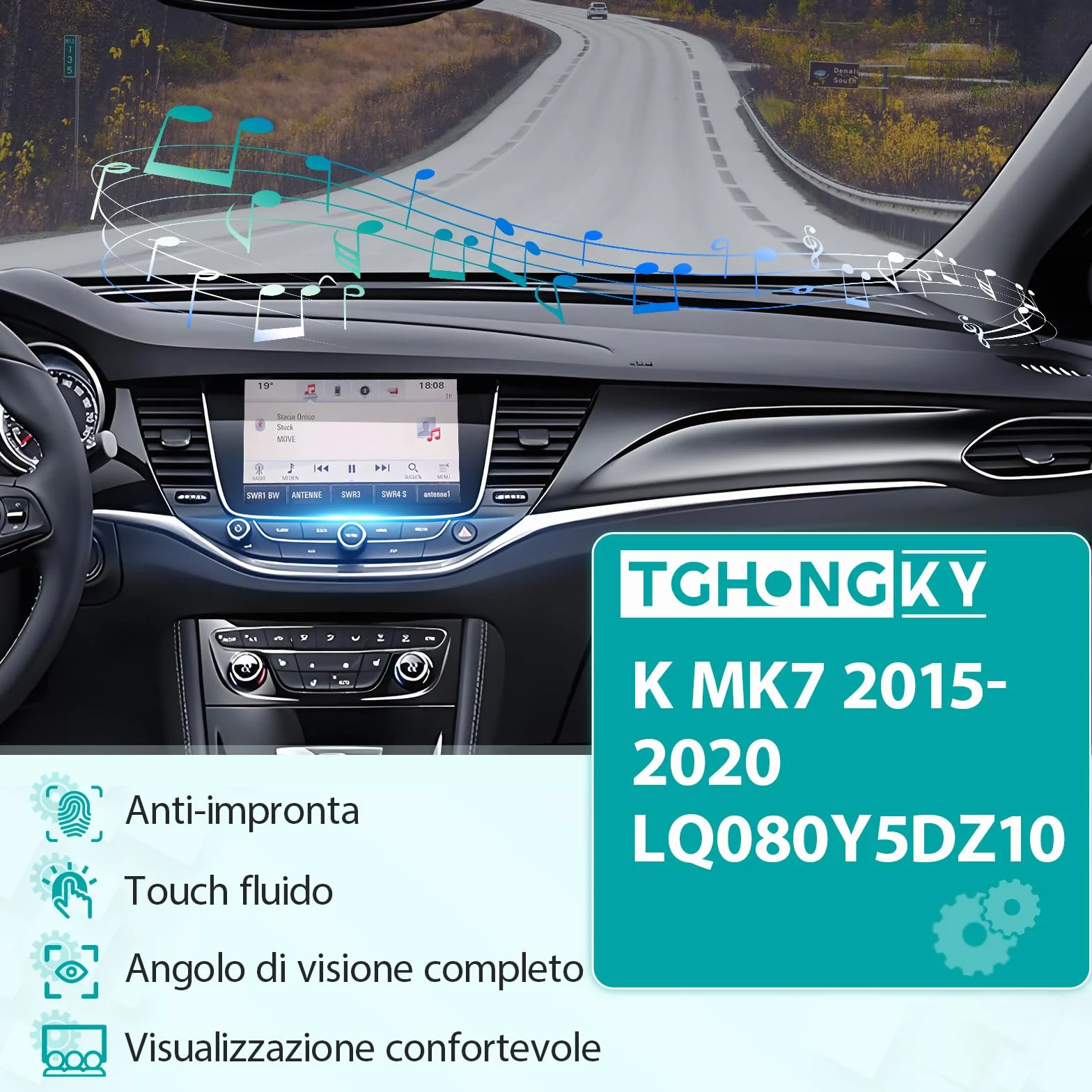 8 Pollici LQ080Y5DZ10 LCD Schermo LCD per Opel Vauxhall Navi 900 Touch Screen Vetro LCD Display per Opel Astra K MK7 2015-2020 Touch Screen Vetro con 4 Strumenti XX