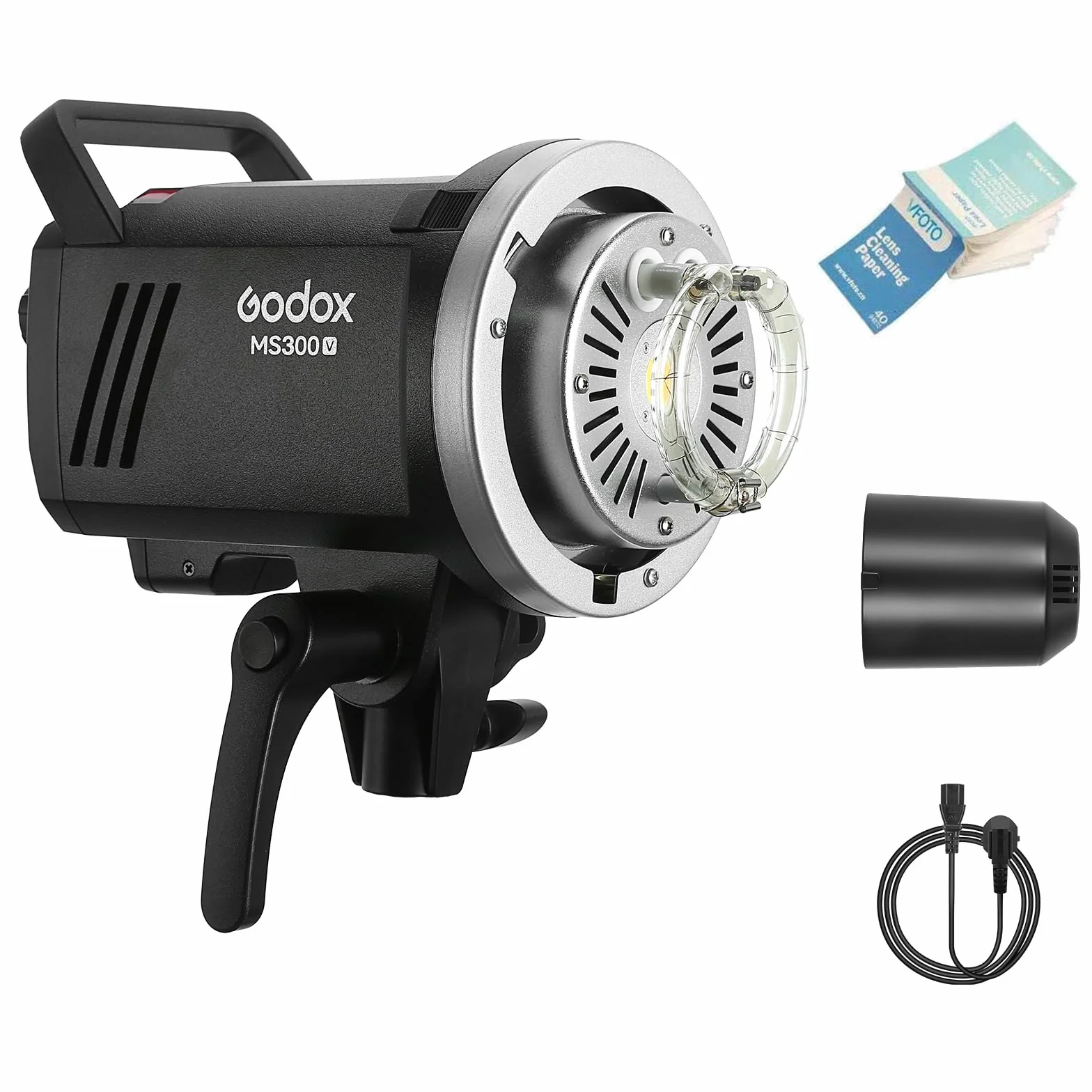 Godox MS300-V Compact Studio Flash 300W GN58 5800K 2.4G, Tempo di Riciclaggio 0.1-1.3s, Bowens Mount, con Regolabile LED Modellabile Lampada (MS300V)