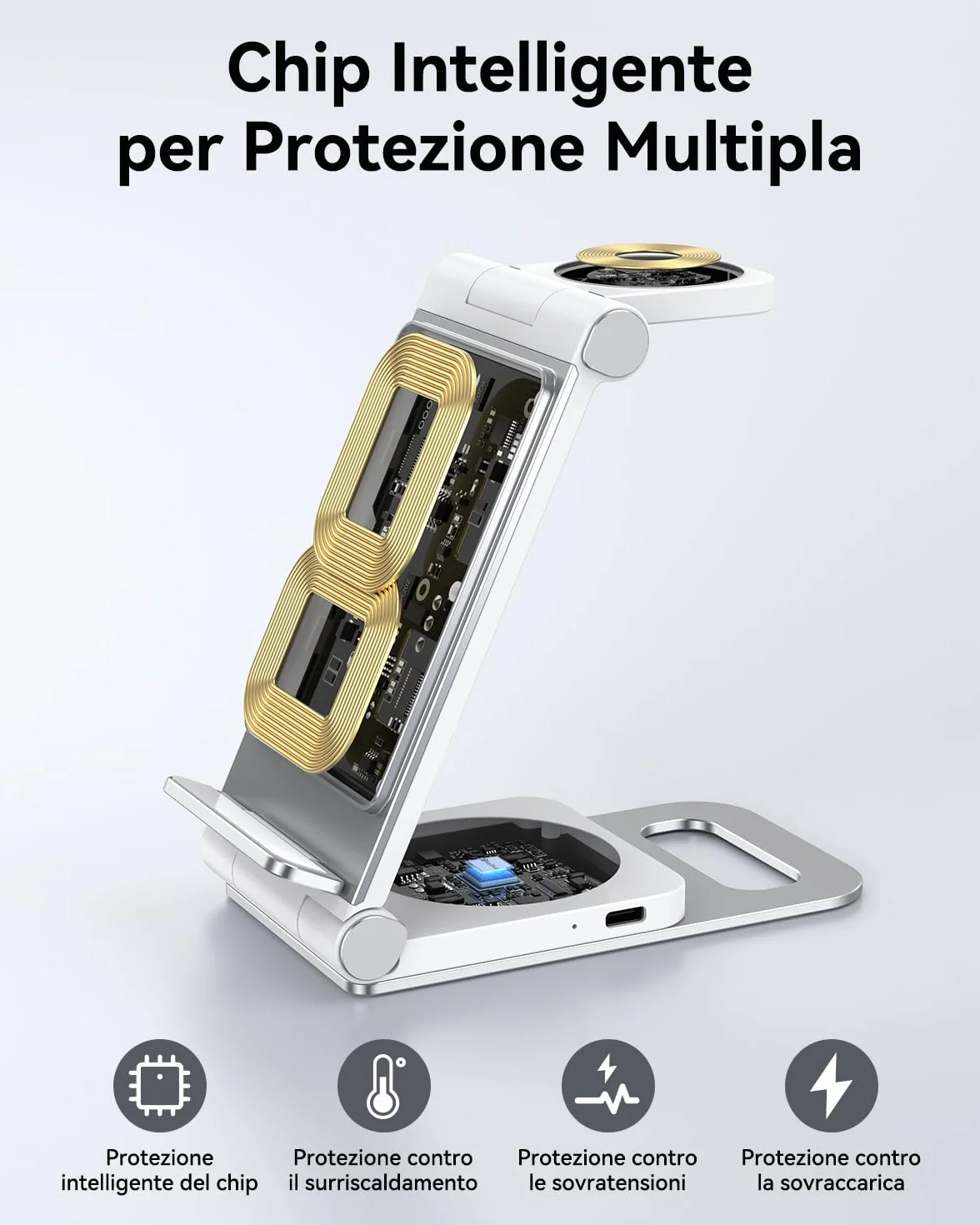 Caricatore Wireless 3 in 1 Ricarica per Samsung Galaxy S26/S25/S24/S23/S22/S21/S20 Series, Z Flip/Z Fold 7/6/5/4/3, Pieghevole per Galaxy Watch 8/Classic/Ultra/7/6/5/Pro/4, per Galaxy Buds 20W
