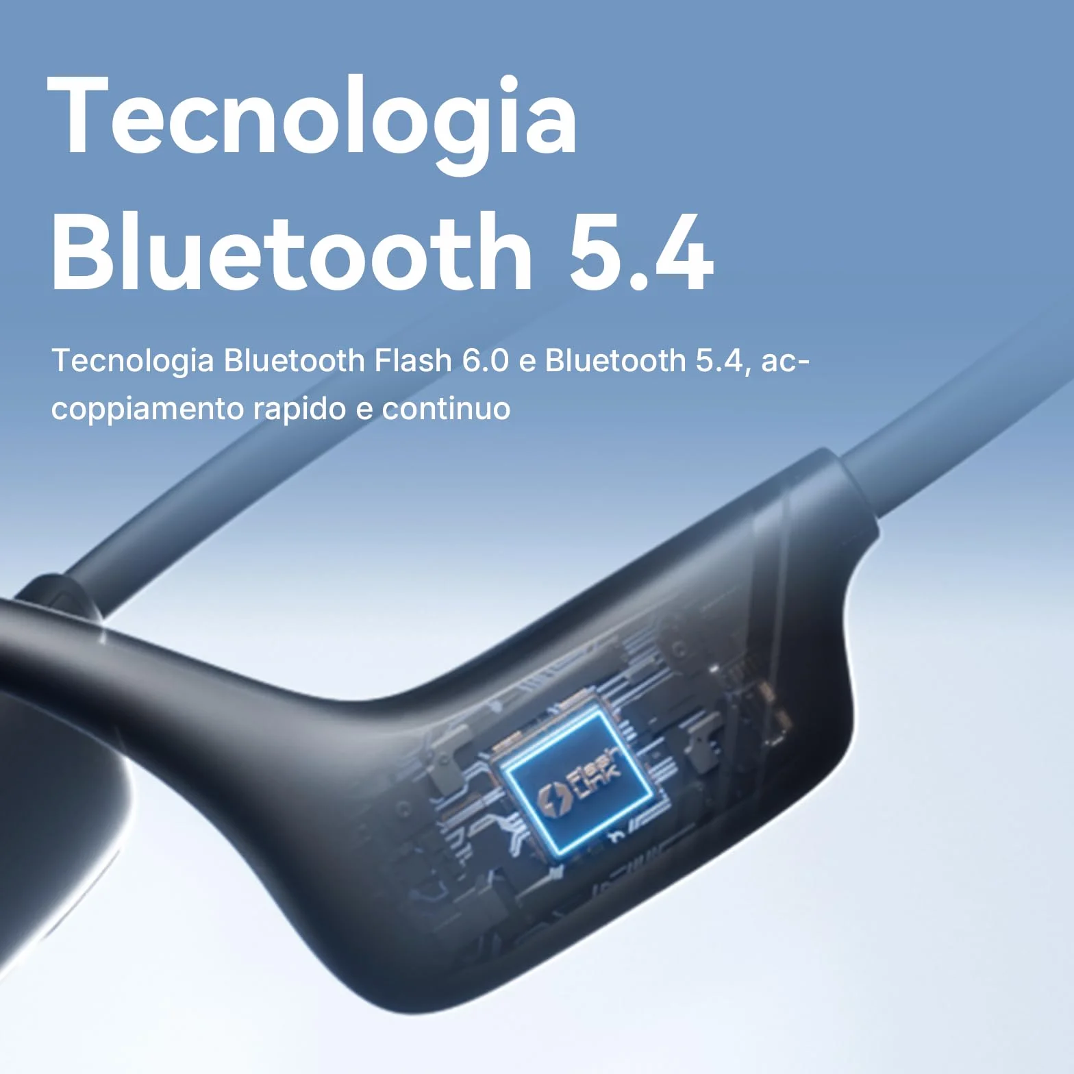 SANAG B21S Cuffie Conduzione Ossea, Open Ear Auricolari Wireless Bluetooth 5.4 con Impermeabili IPX5, Microfono, HiFi 5.4 Bassi, 10 Ore di Riproduzione per Corsa, Ciclismo, Sport (Blu)