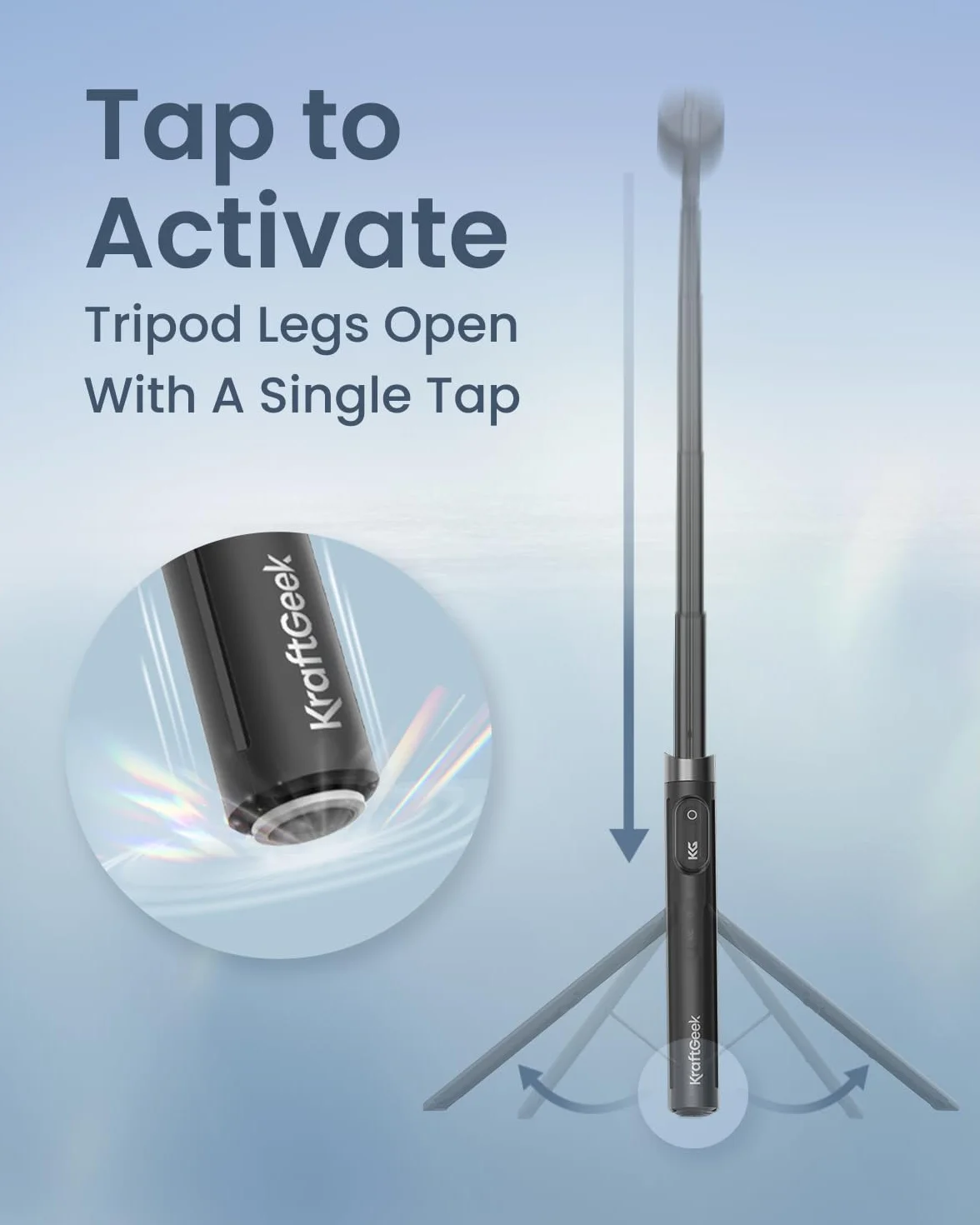 KraftGeek JustTap - Treppiede magnetico per mani su entrambi i lati, colore: Nero